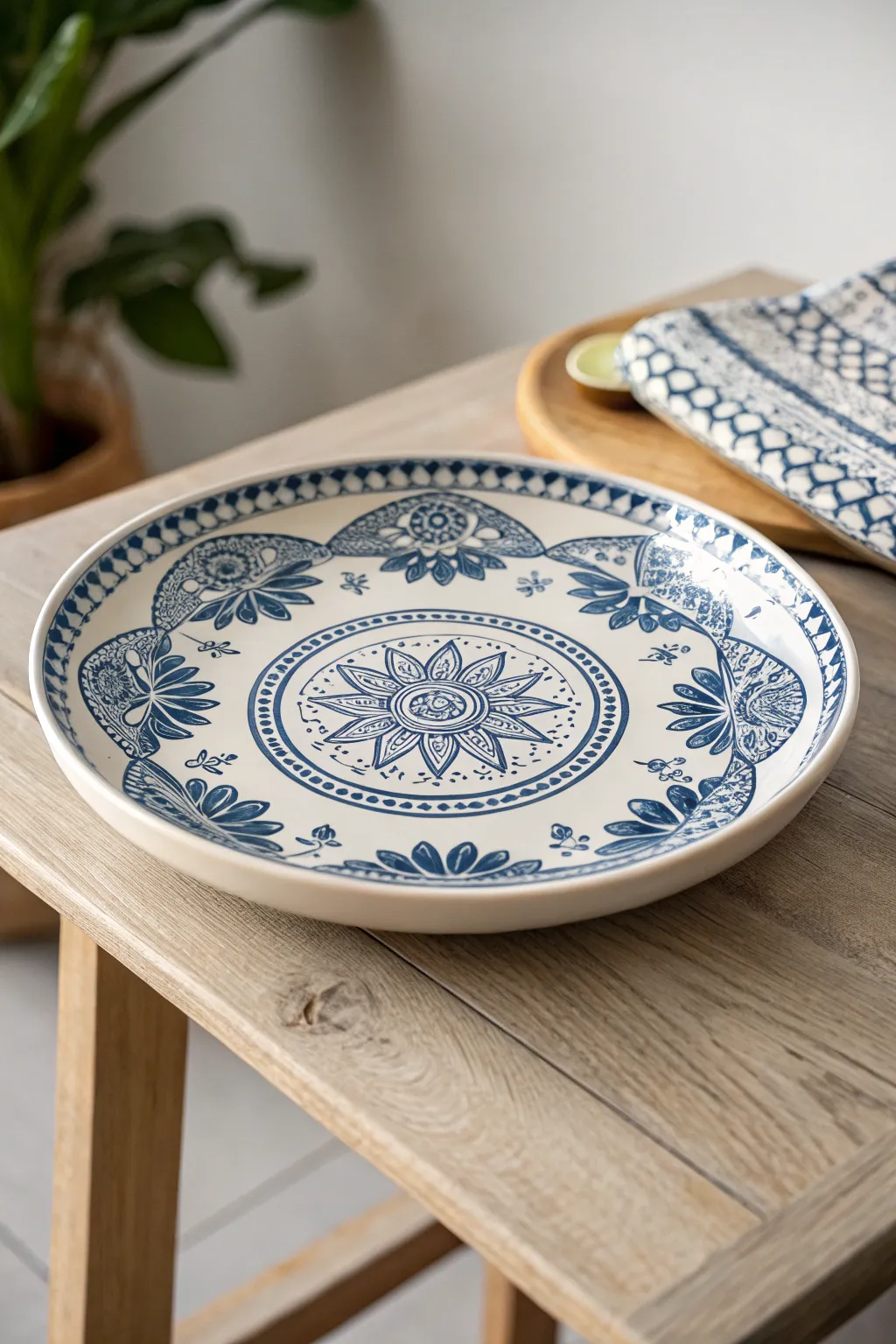 Celebrate the beauty of tradition with these stunning blue motif plates, where simplicity meets cultural elegance.