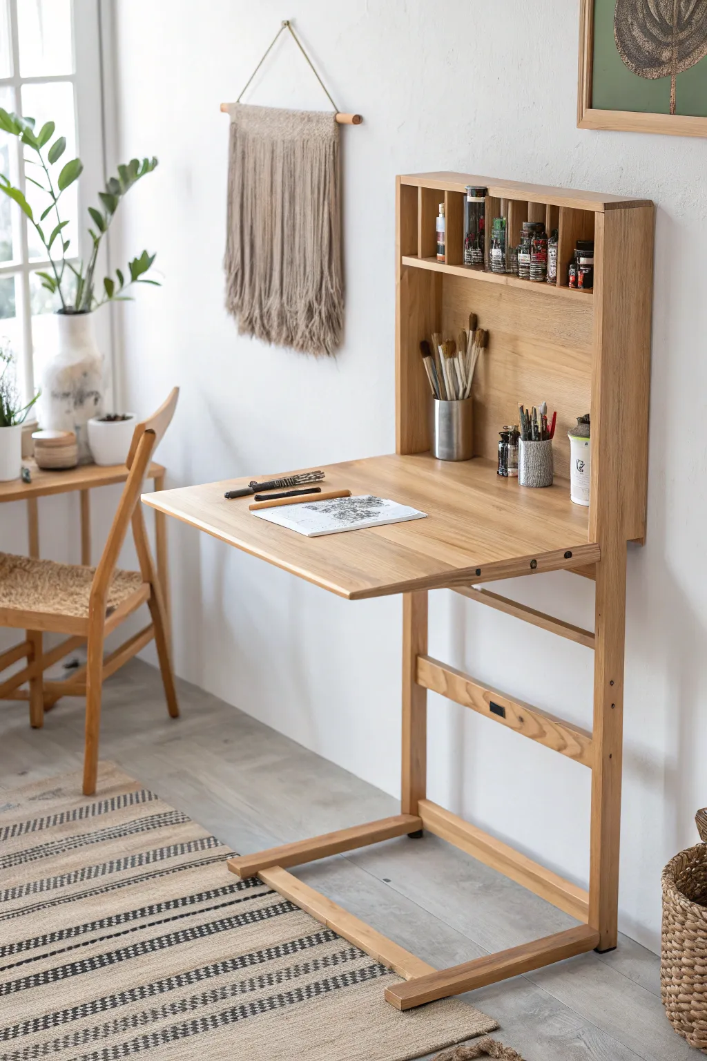 Transform your studio space with a chic dropdown table — the perfect blend of form and function for your artistic endeavors.
