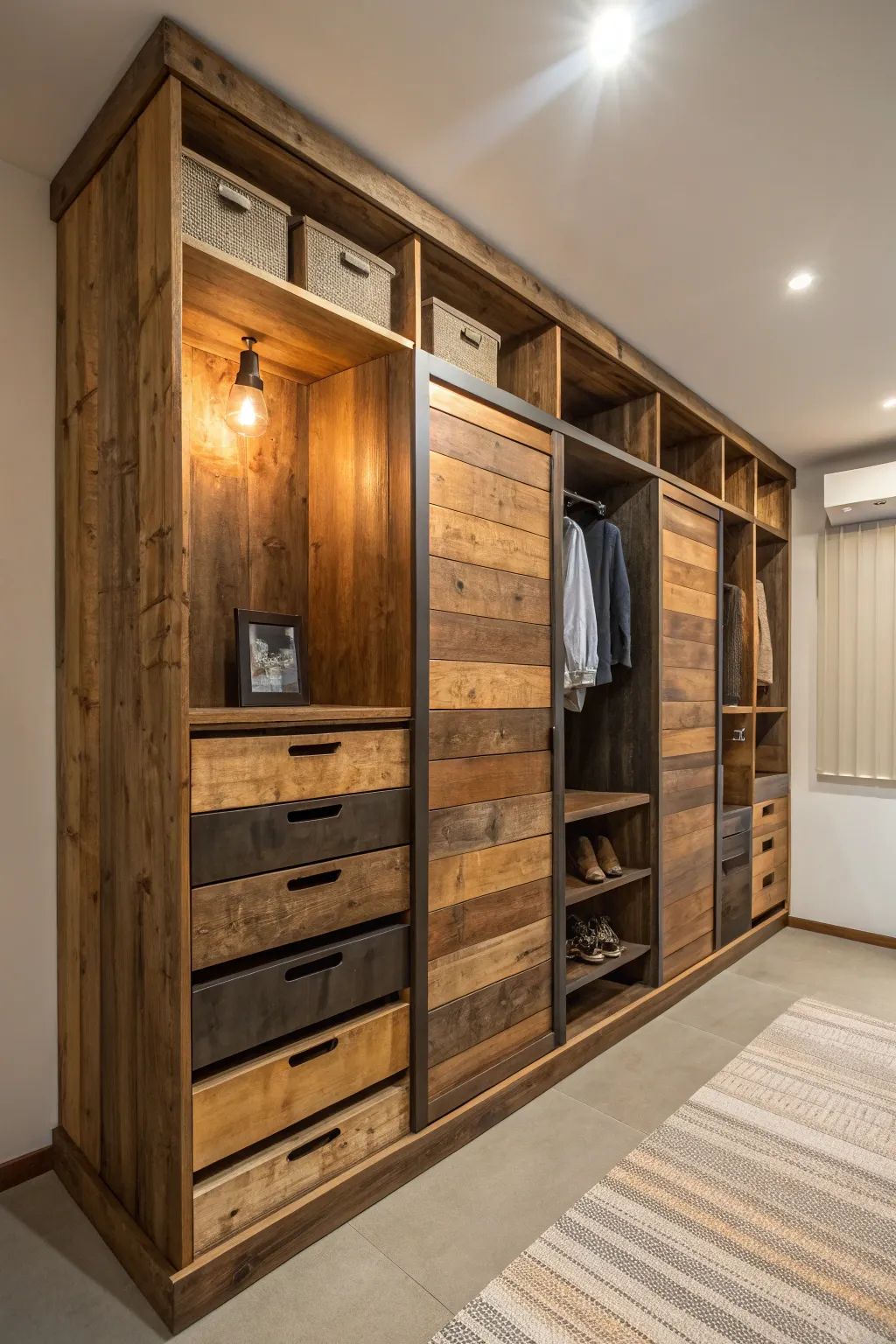 Elevate your space with a bespoke pallet closet, blending functionality with design.