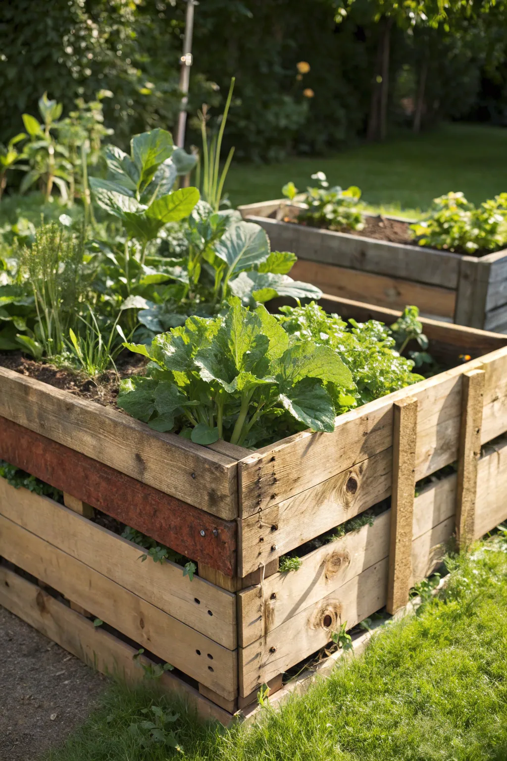 Elevate your gardening game with a stylish pallet-raised vegetable bed.