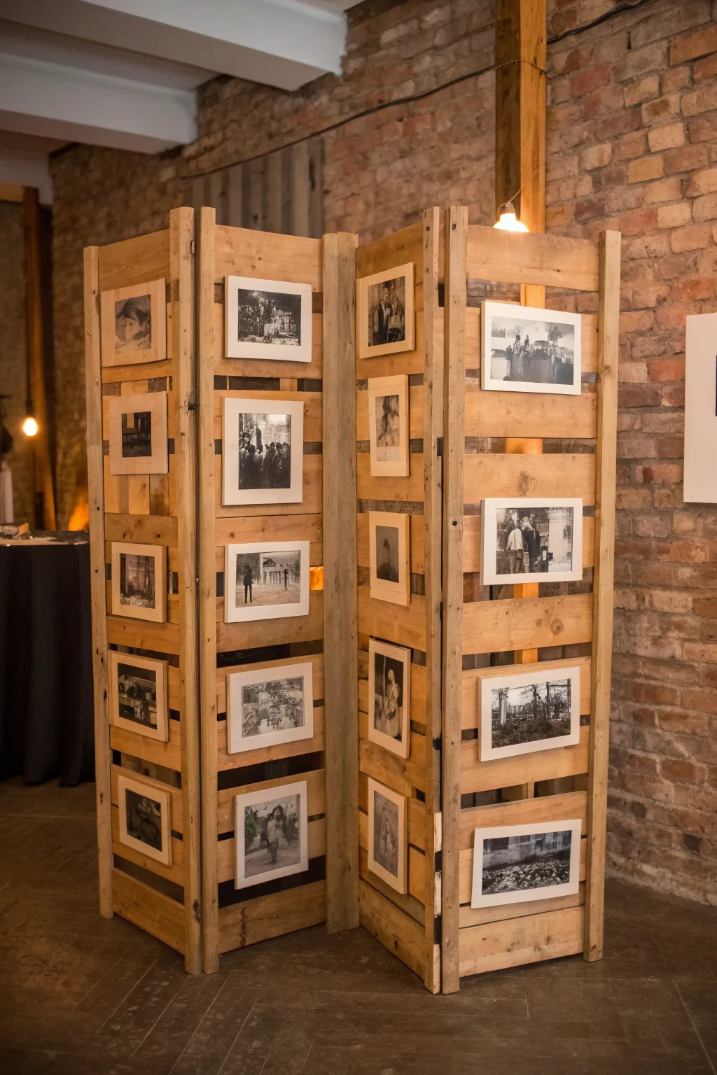 Elevate your space with a statement multi-panel pallet display that blends rustic charm and personal memories.
