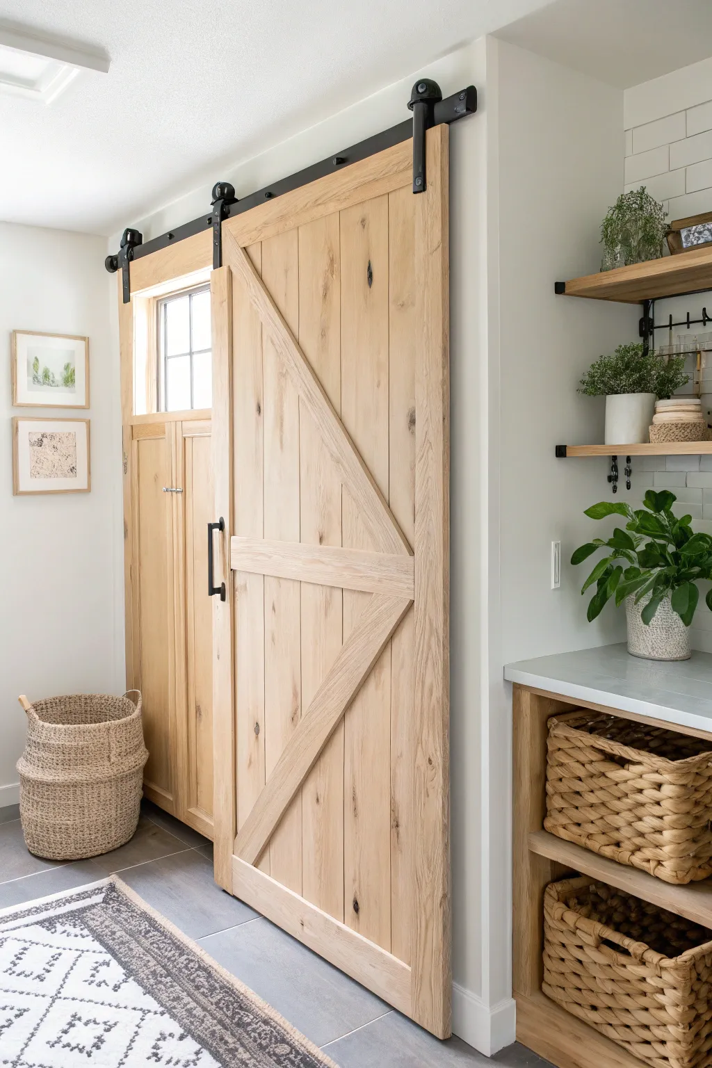 Elevate your pantry with a chic sliding barn screen door – where rustic charm meets minimalist style.