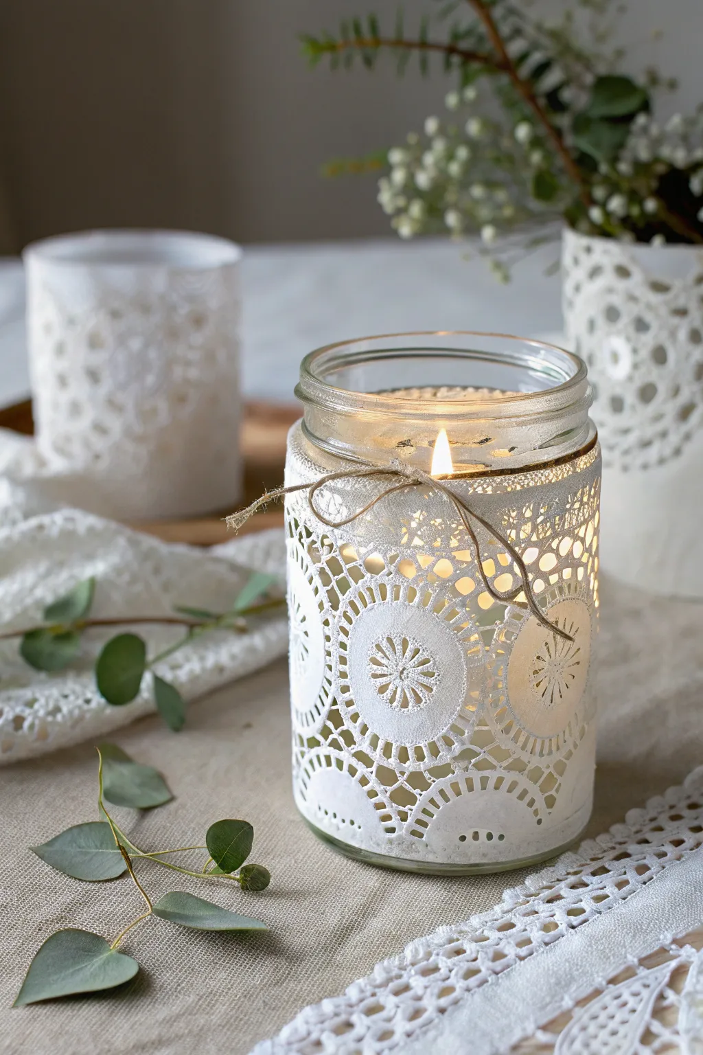 Illuminate your Valentine's dinner with the cozy charm of doily lanterns. Simplicity meets elegance.
