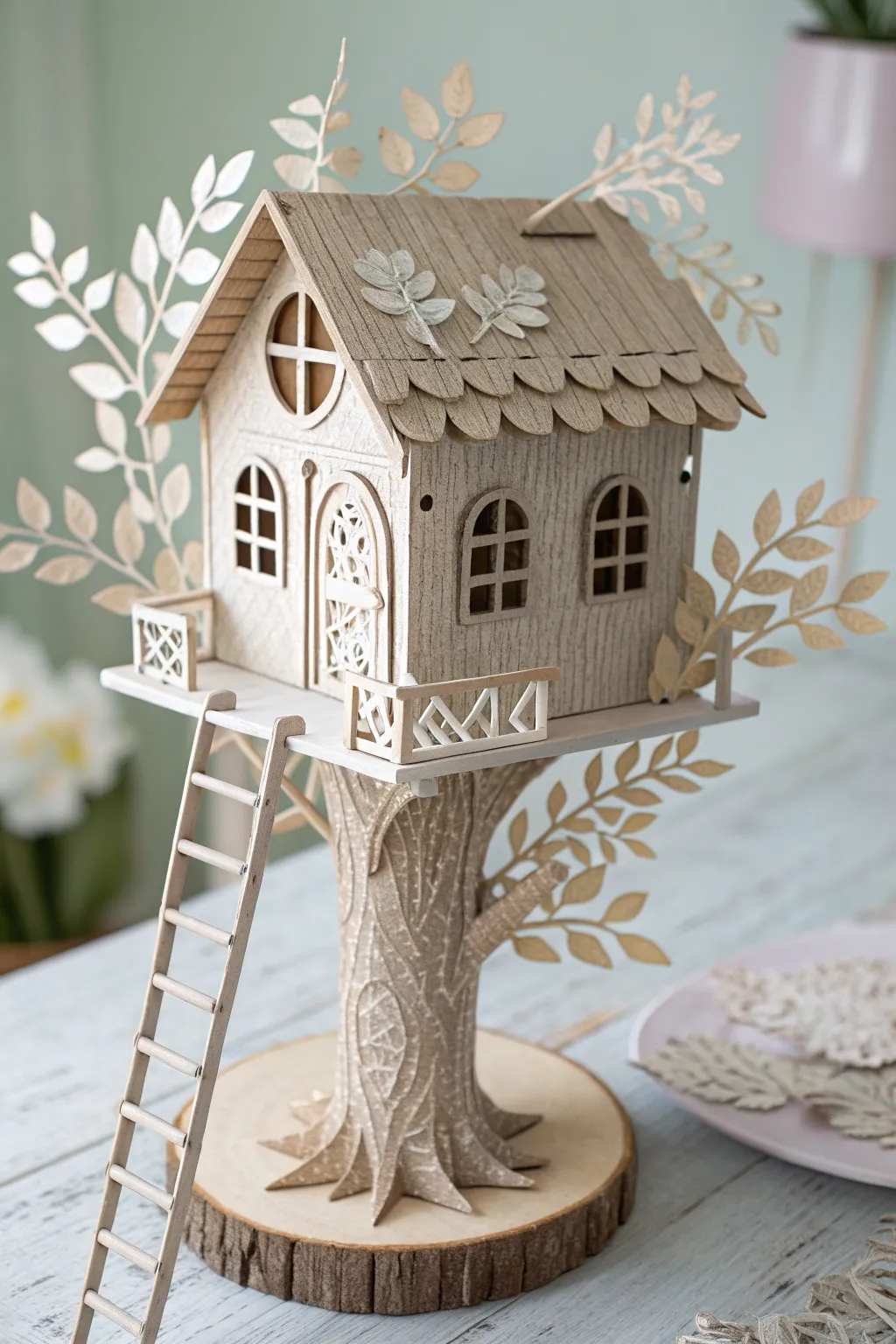 Explore the magic of whimsy with this intricately crafted paper treehouse model—where imagination takes root.