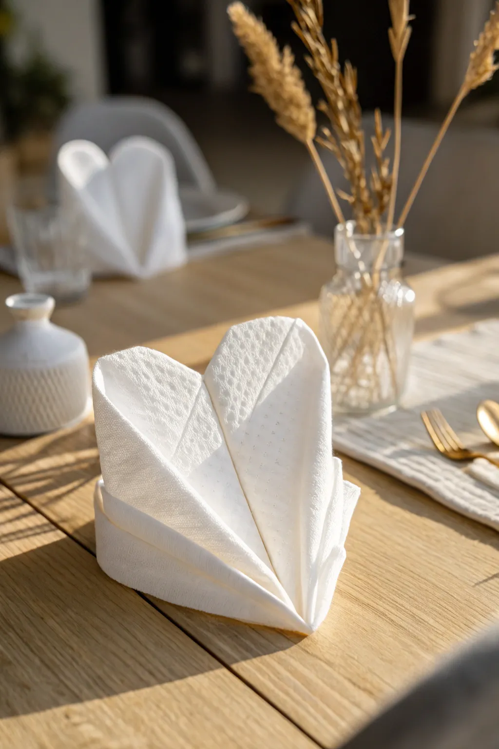 Folded with love: A simple yet beautiful heart-shaped napkin for your special occasions.