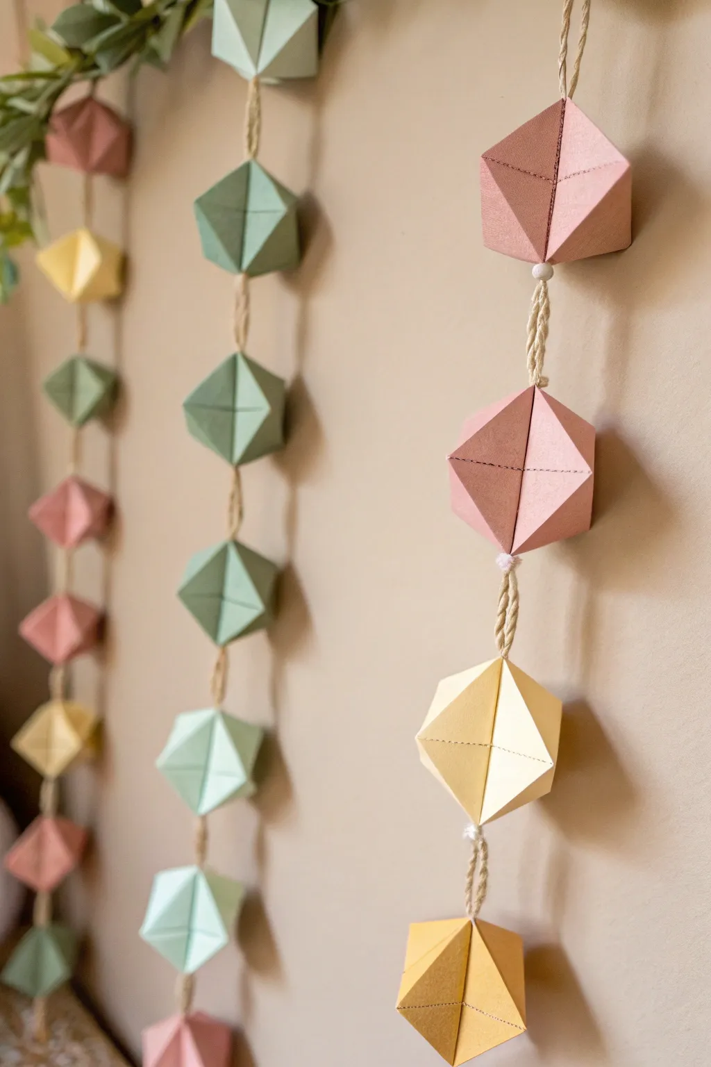 Add a splash of playful elegance with a handcrafted paper garland, where simplicity meets colorful creativity.