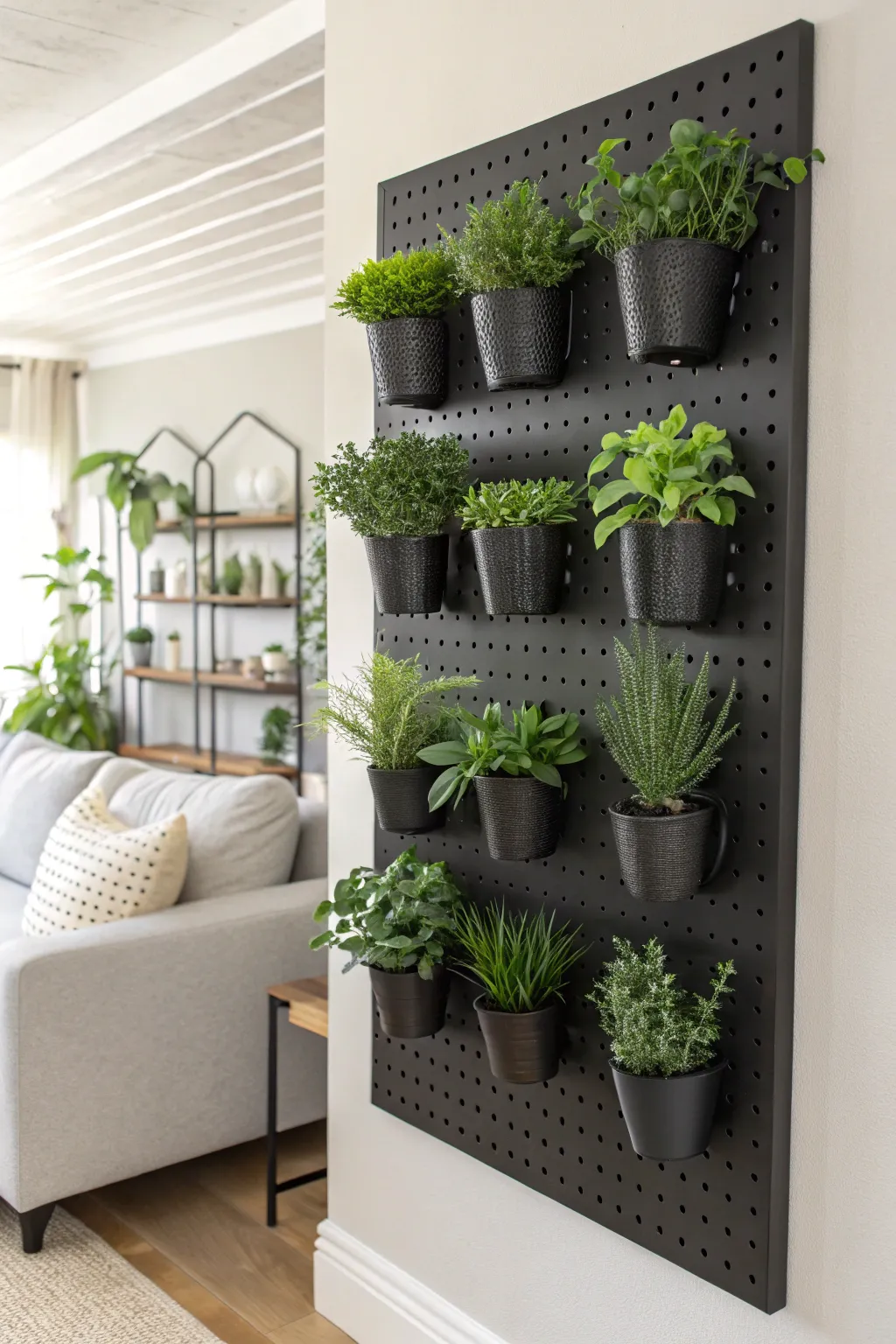 Transform your space with this chic decorative plant wall—bringing nature indoors with style!