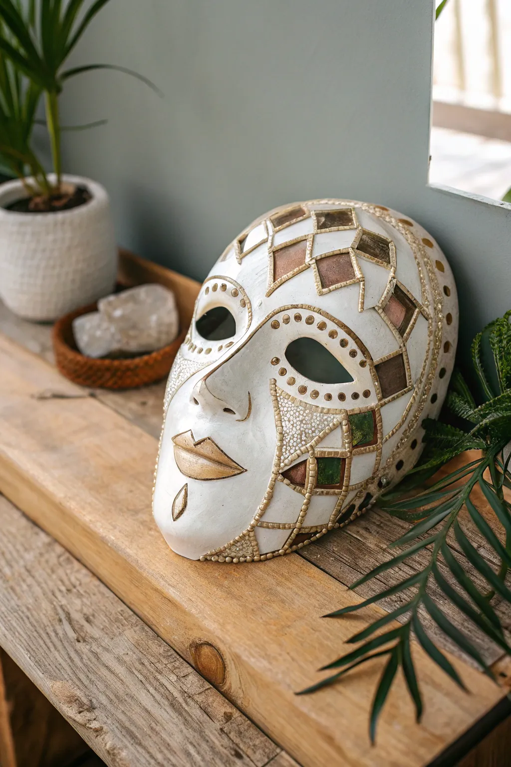 Reflect on your inner world with this beautifully crafted mirror mask.