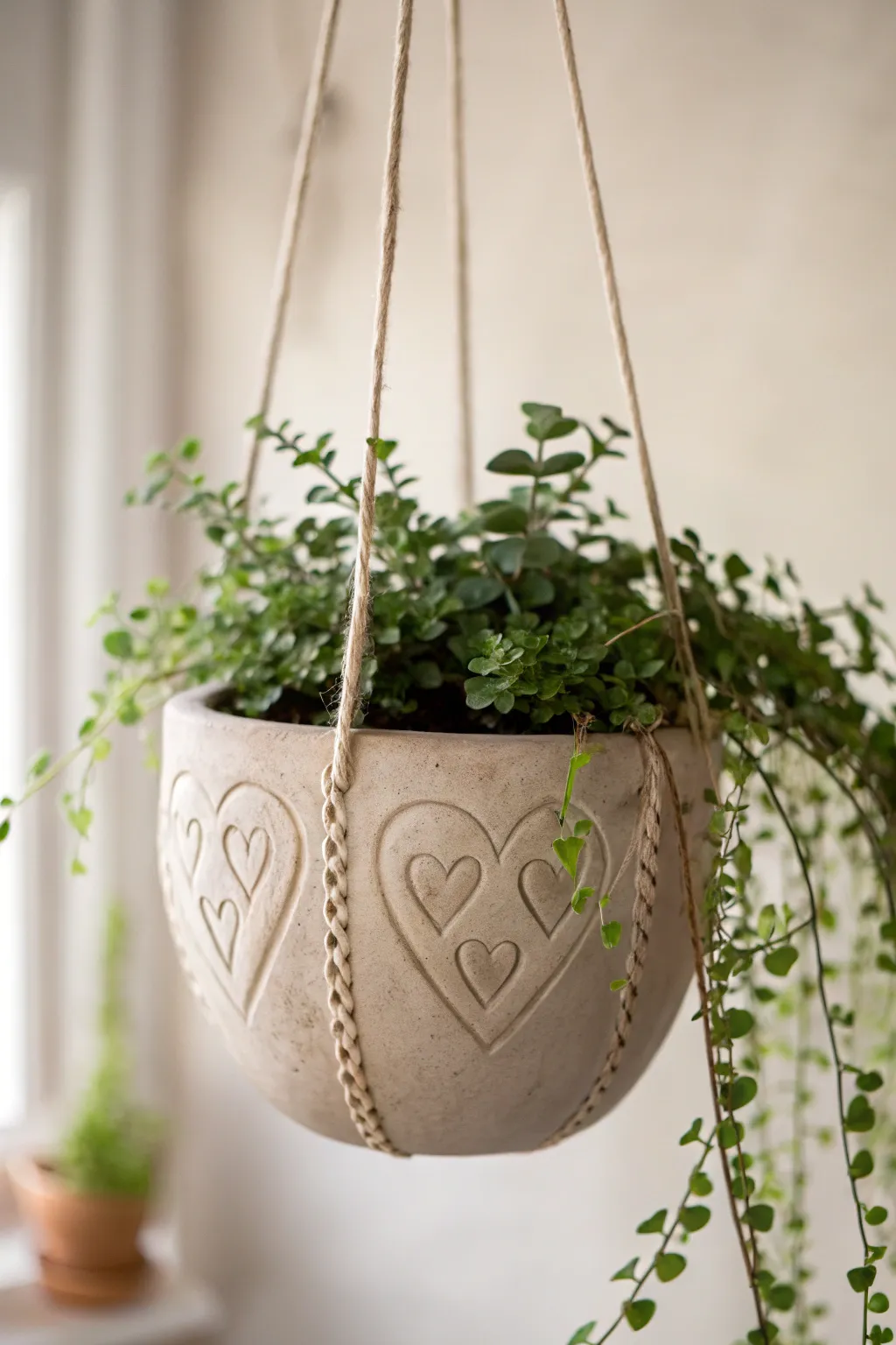 Add a touch of love to your space with these charming hanging heart planters. #ScandinavianDesign #BohoMinimalism