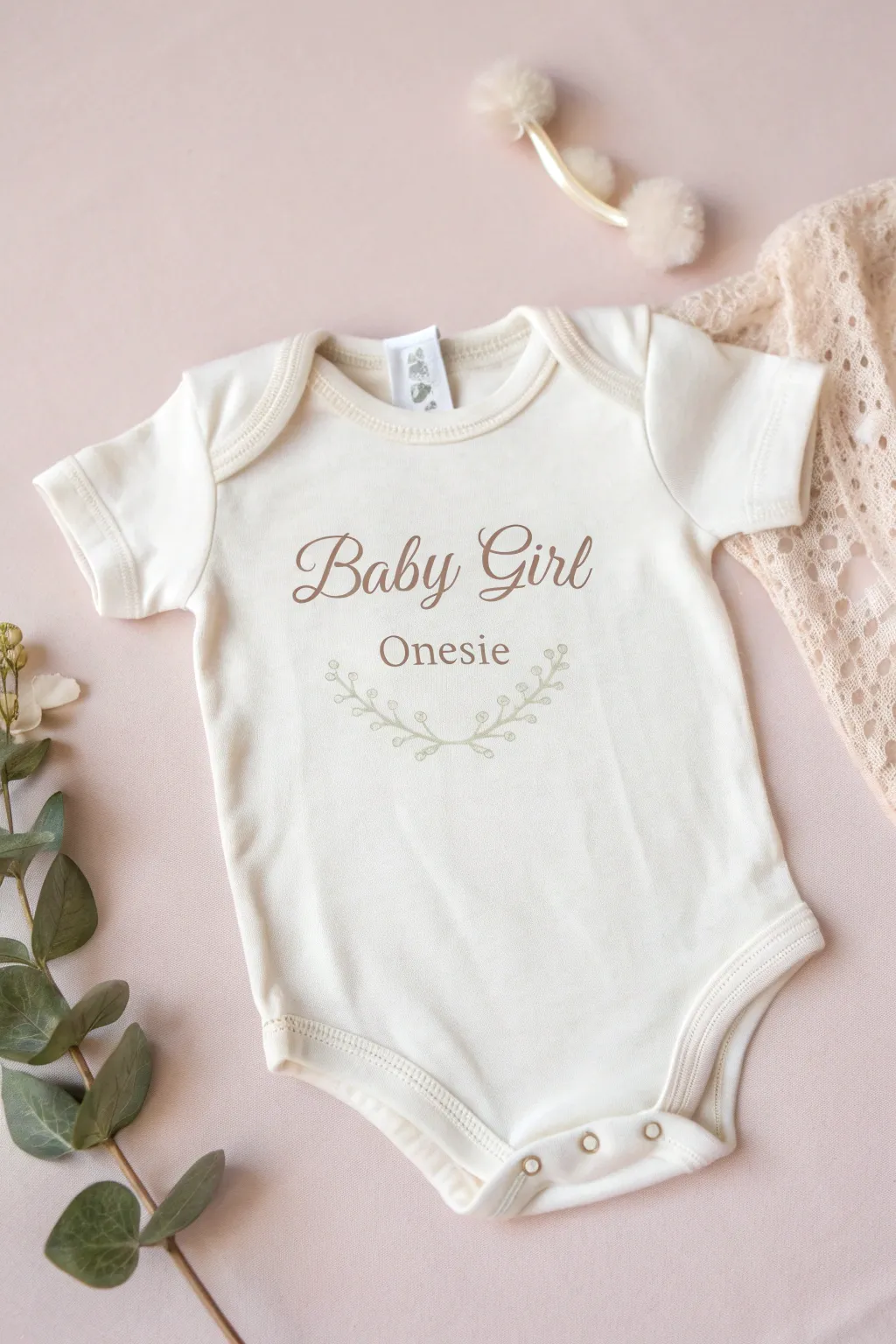 Crafted with love: Personalized onesies in soothing pastels for your little angel.