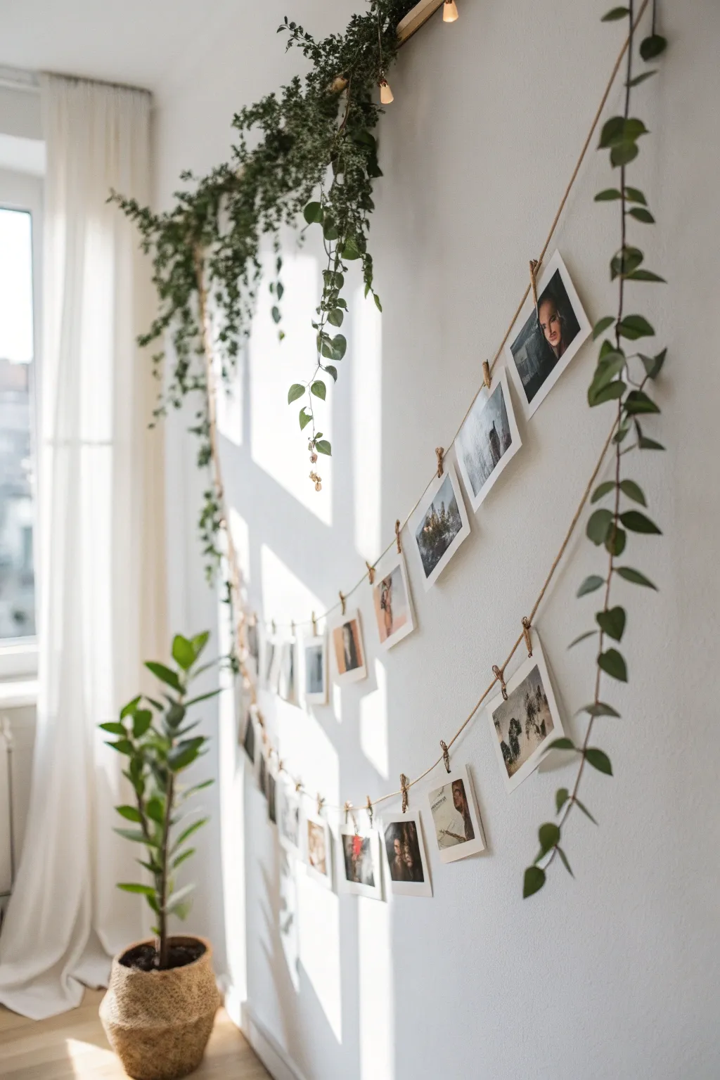Bring the outdoors in with a touch of greenery on your photo string.