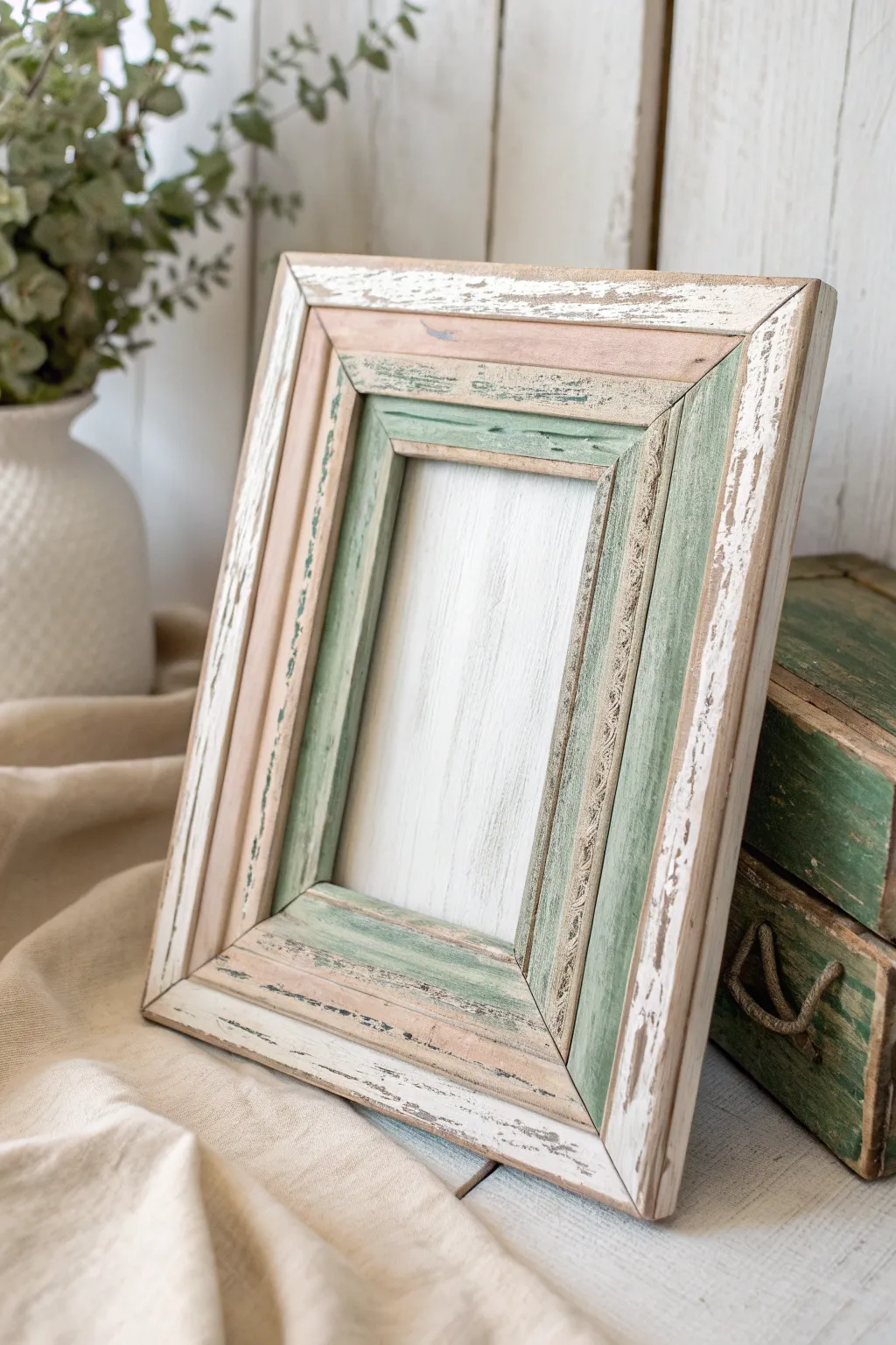 Discover the charm of weathered elegance with this vintage-inspired picture frame.