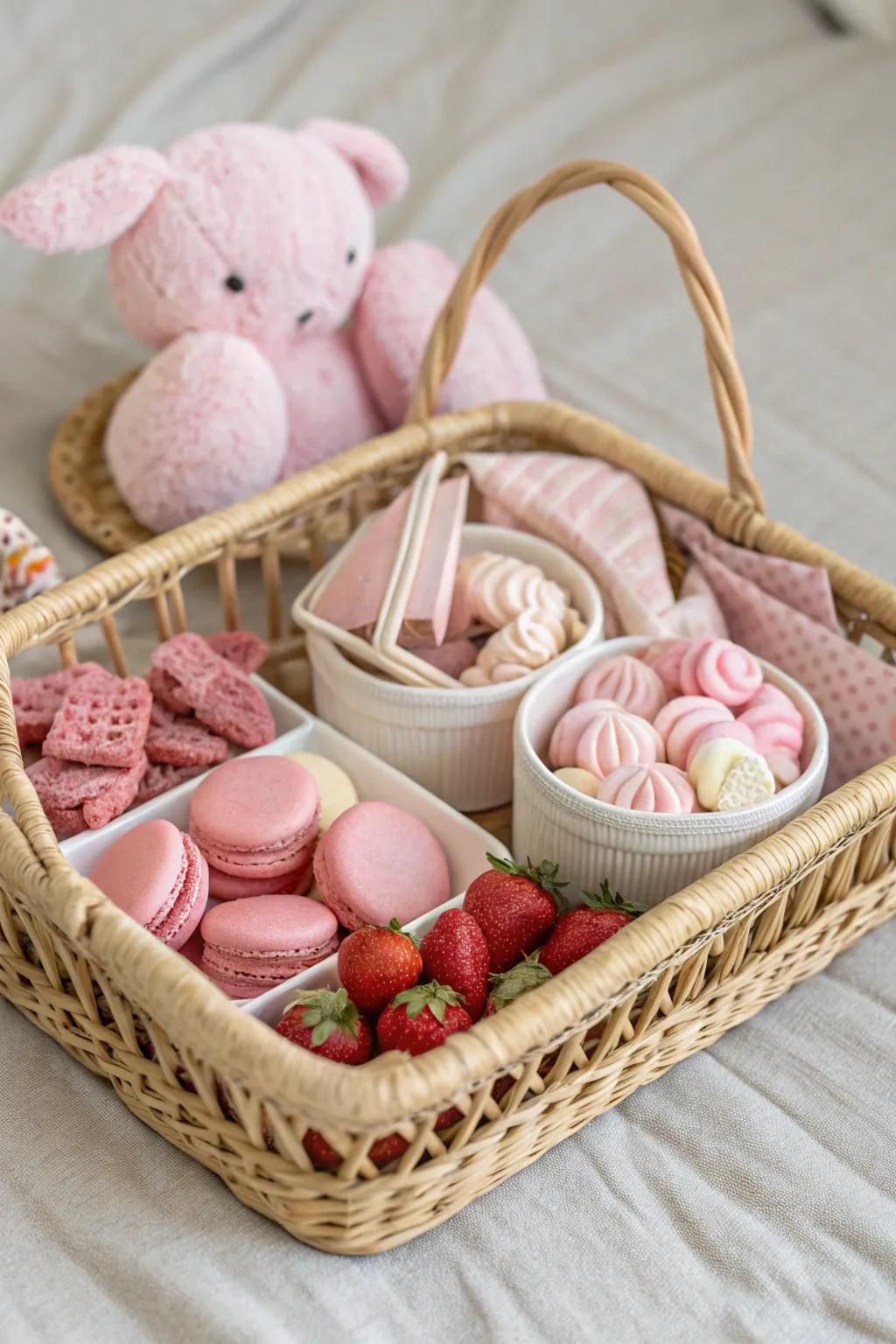 Discover the charm of sweet surprises with our Pink Snack Basket—simplicity and sweetness in perfect harmony.