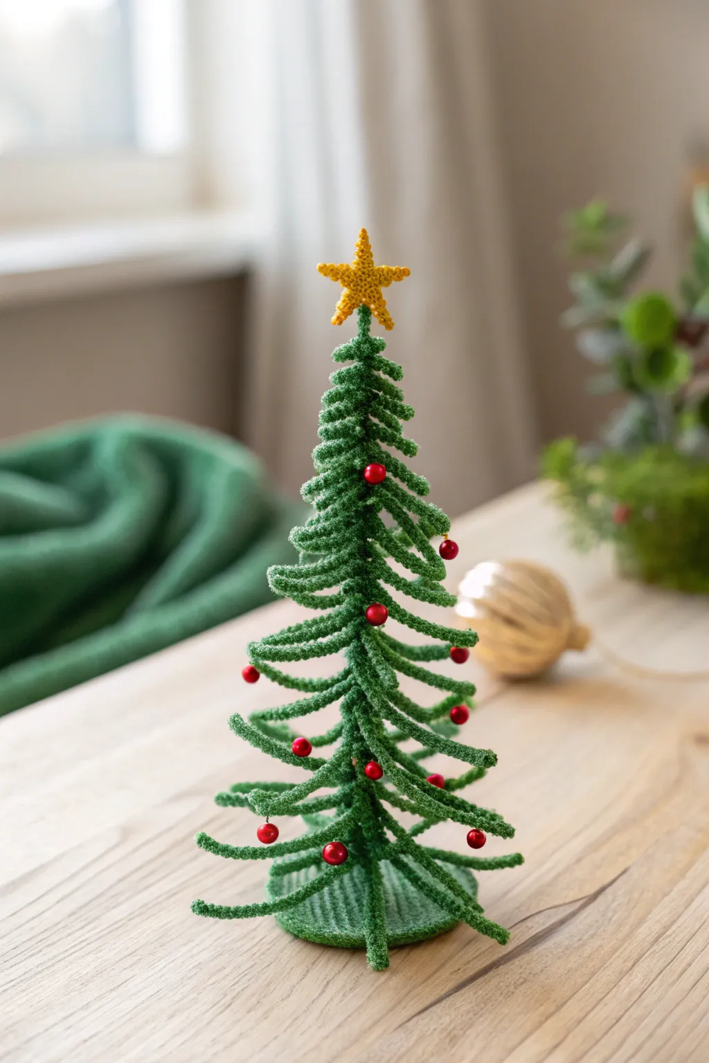 A minimalist touch of festive cheer with a handcrafted pipe cleaner Christmas tree.