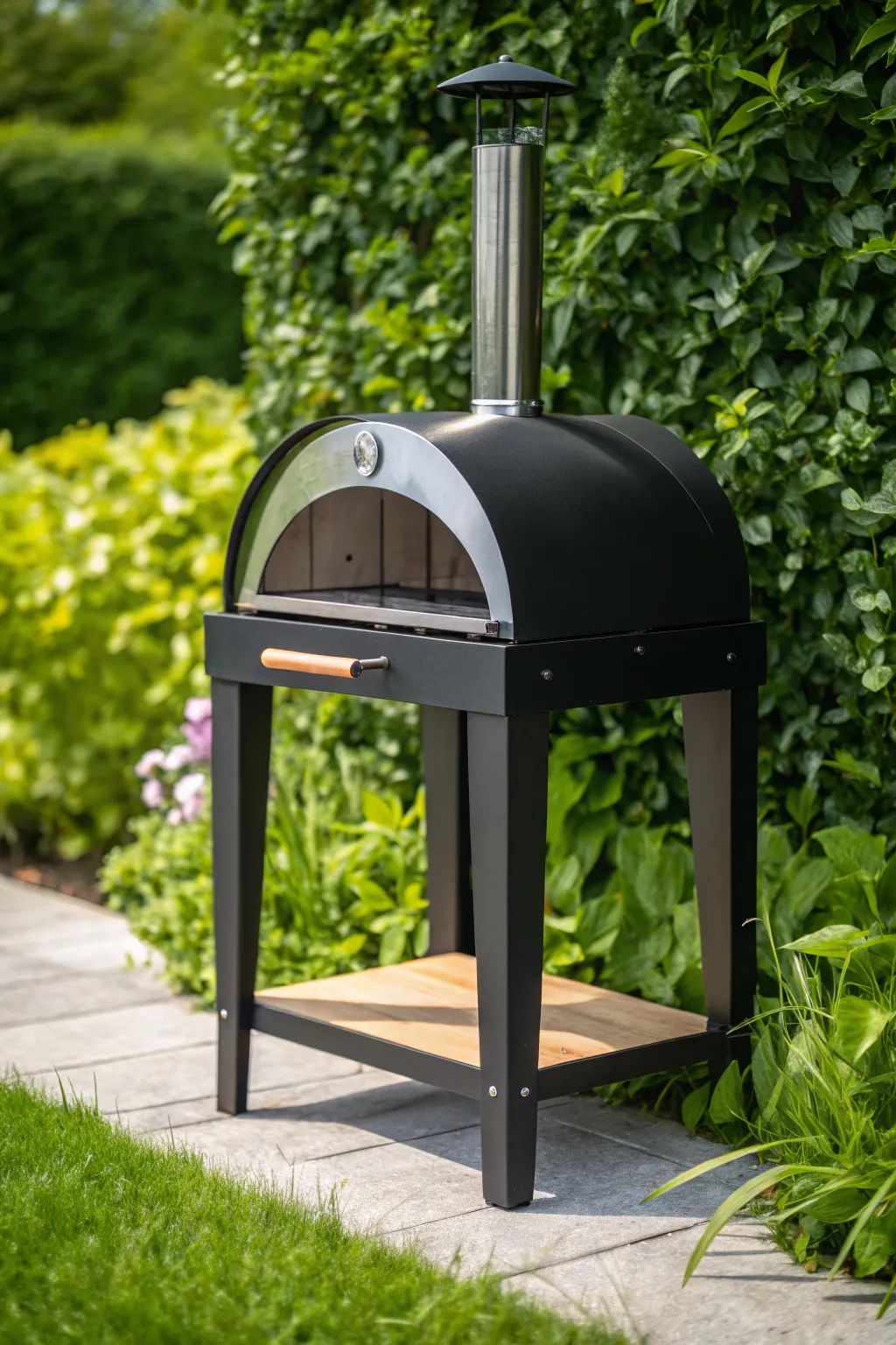 Elevate your outdoor cooking space with a minimalist metal design that seamlessly blends style and functionality.