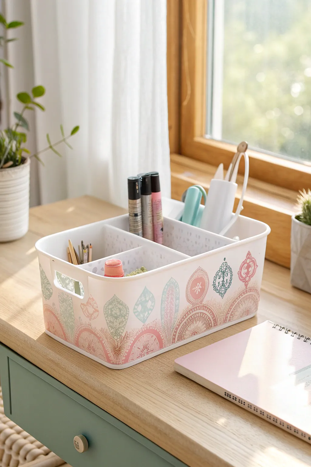 Transform your workspace with a touch of art—these painted organizers blend Scandinavian minimalism with boho charm!