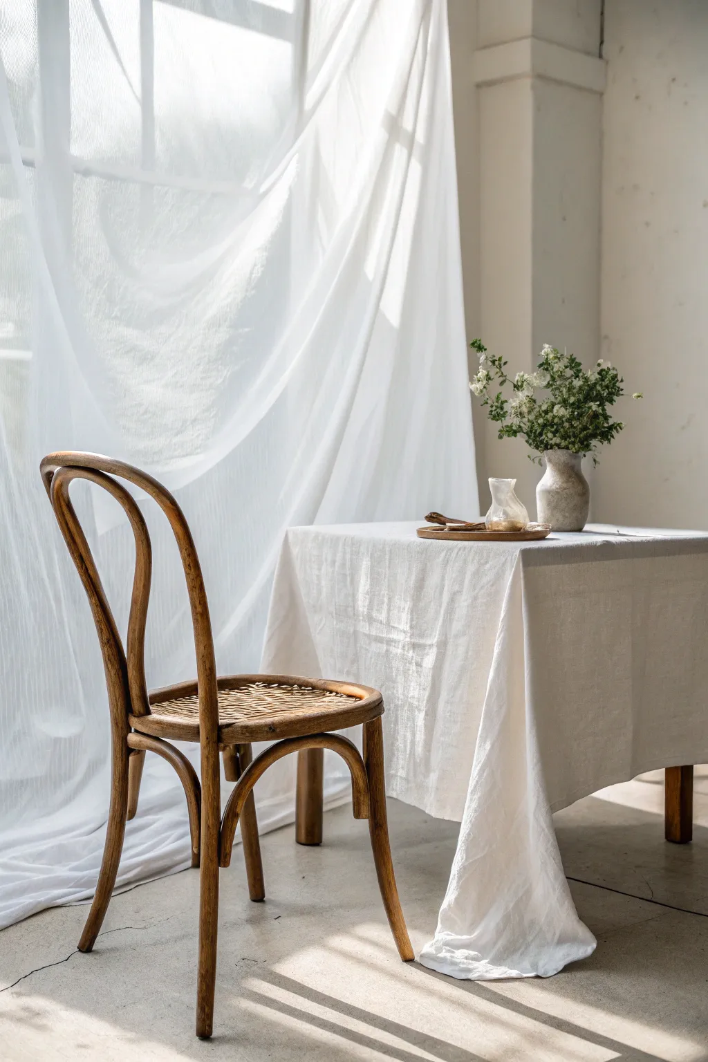 Elevate your decor with a minimalist monochrome backdrop, where simplicity meets natural beauty.