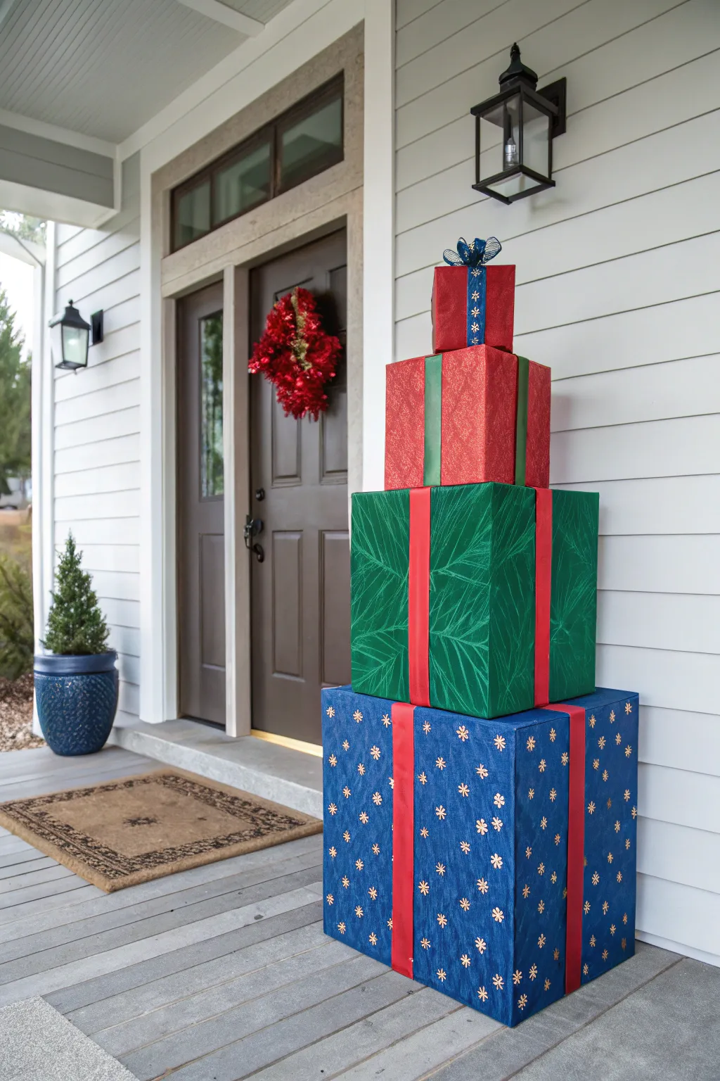 Celebrate the season with these striking plywood present boxes – a bold statement for your holiday decor.