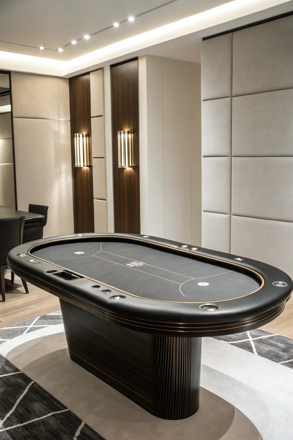 Elevate your game with modern minimalism: the perfect poker table for contemporary spaces.