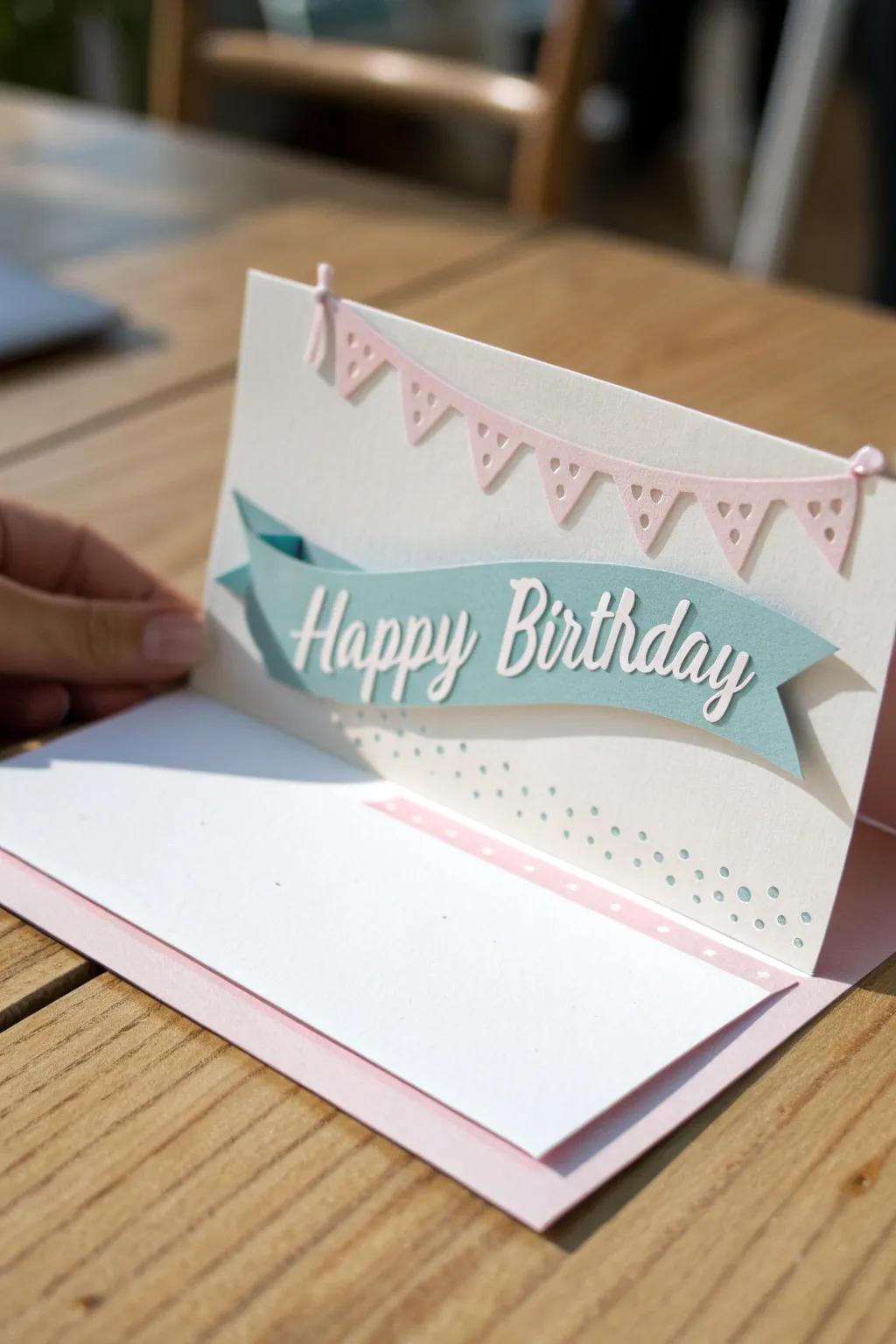 Celebrate with elegance: A minimalist pop-up card that brings joy with every fold.