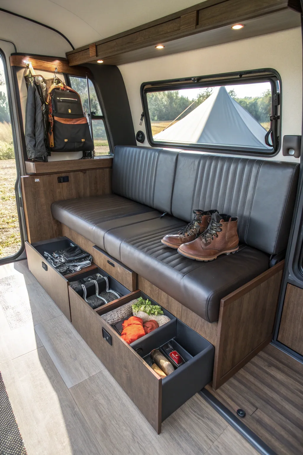 Maximize your space with multifunctional furniture that combines style and utility. #CamperLife #SmartStorage