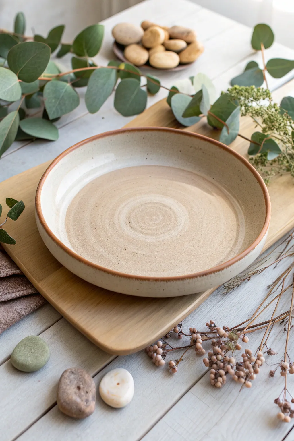 Discover the art of functional beauty with this stunning minimalist pottery platter.