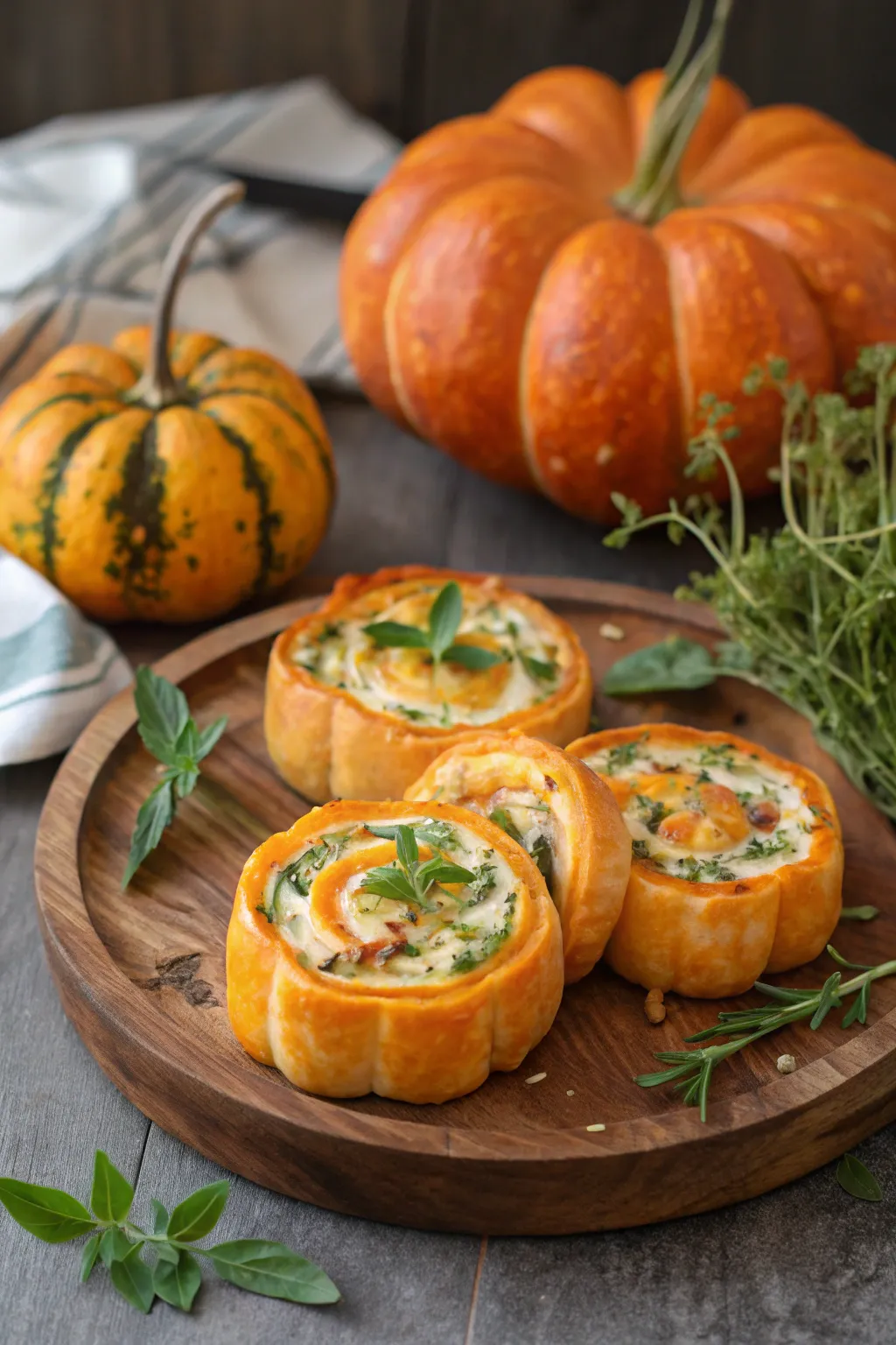 Cheesy pumpkin pinwheels that are irresistible.