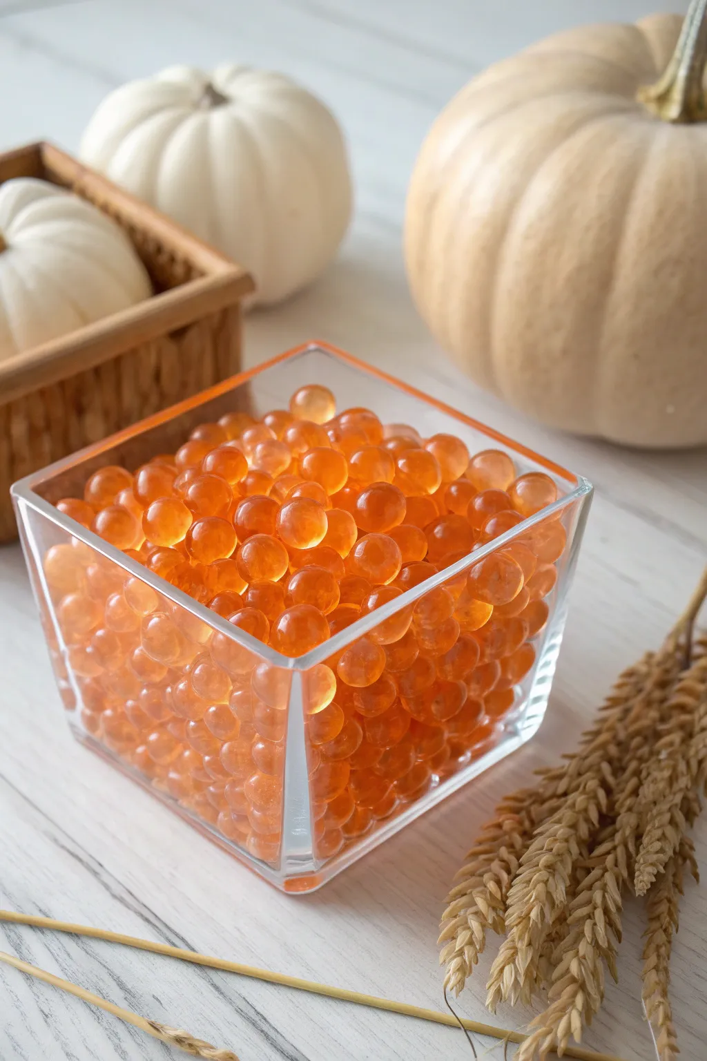 Dive into a world of pumpkin-hued wonder with these mesmerizing water beads, perfect for a calming sensory experience.