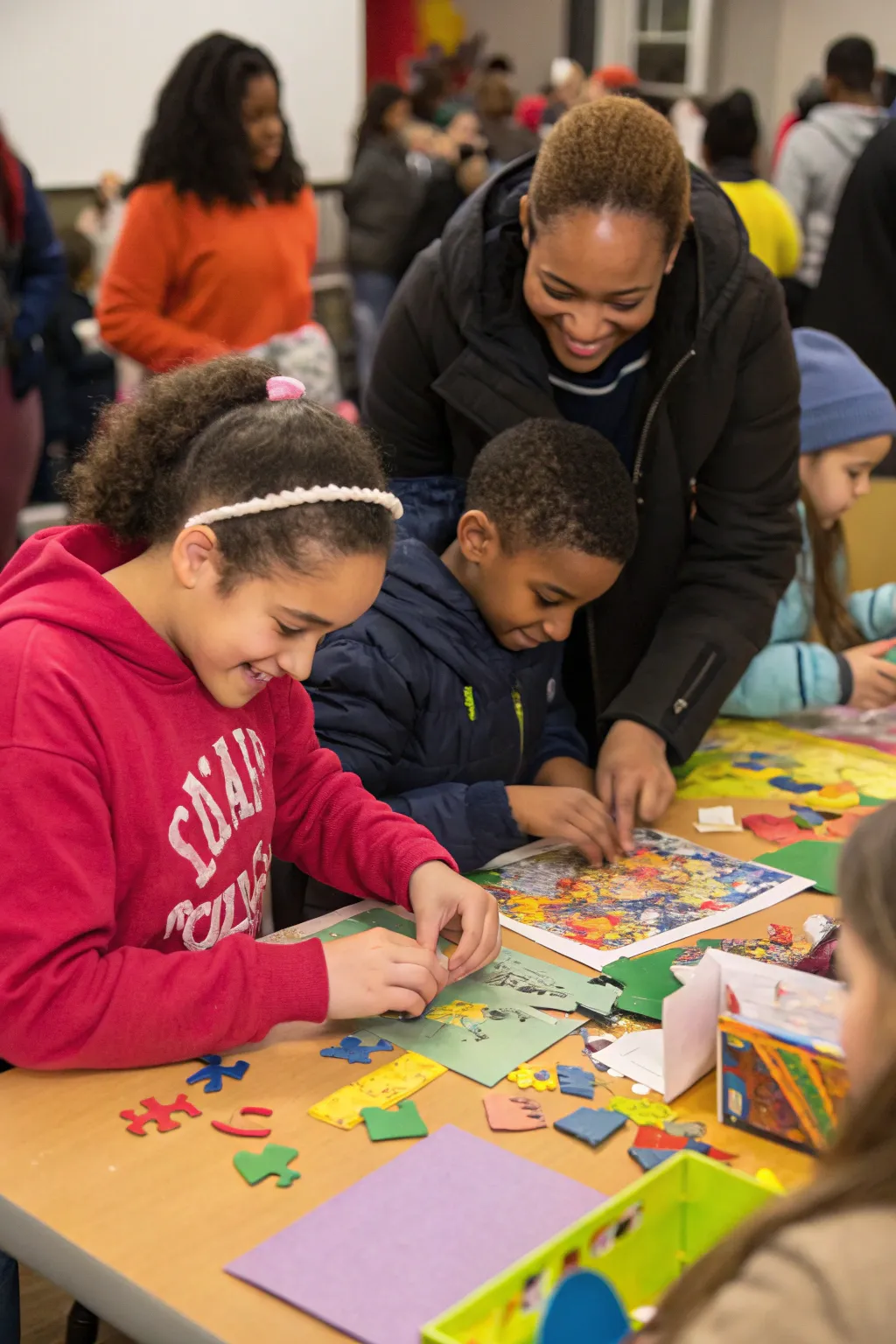 A DIY puzzle craft station offers creative fun for guests of all ages.