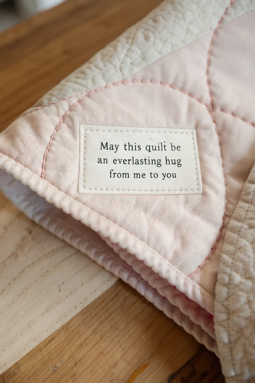 Wrap your little one in love with this timeless quilt label saying.