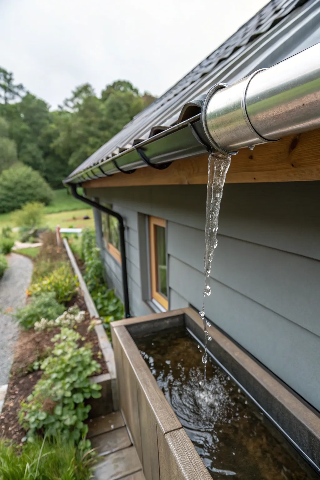 Elevate your home's eco-friendliness with seamless gutter integration. A perfect blend of style and sustainability!
