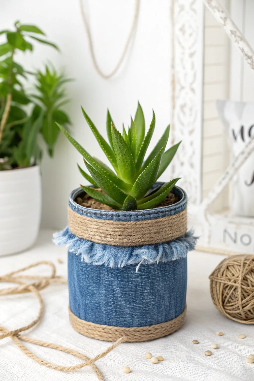 Breathe new life into old denim with these chic upcycled planters—where rugged meets green elegance.
