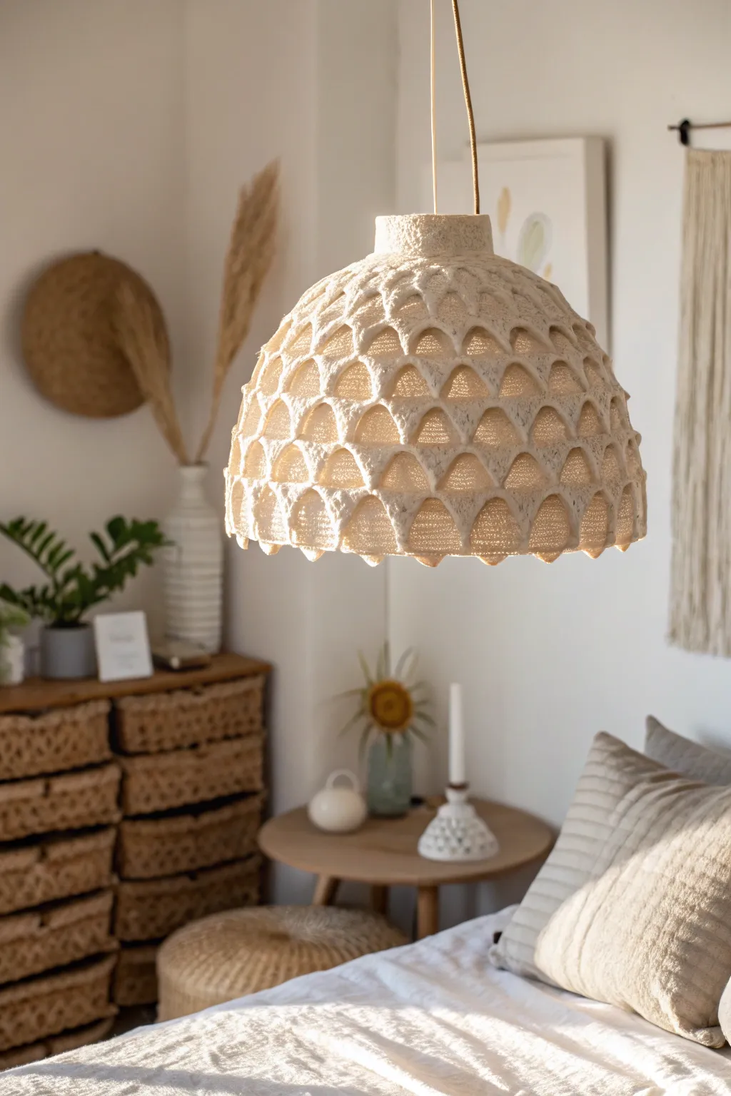 Transform your space with the natural beauty of a DIY egg carton lampshade, where creativity meets sustainability.