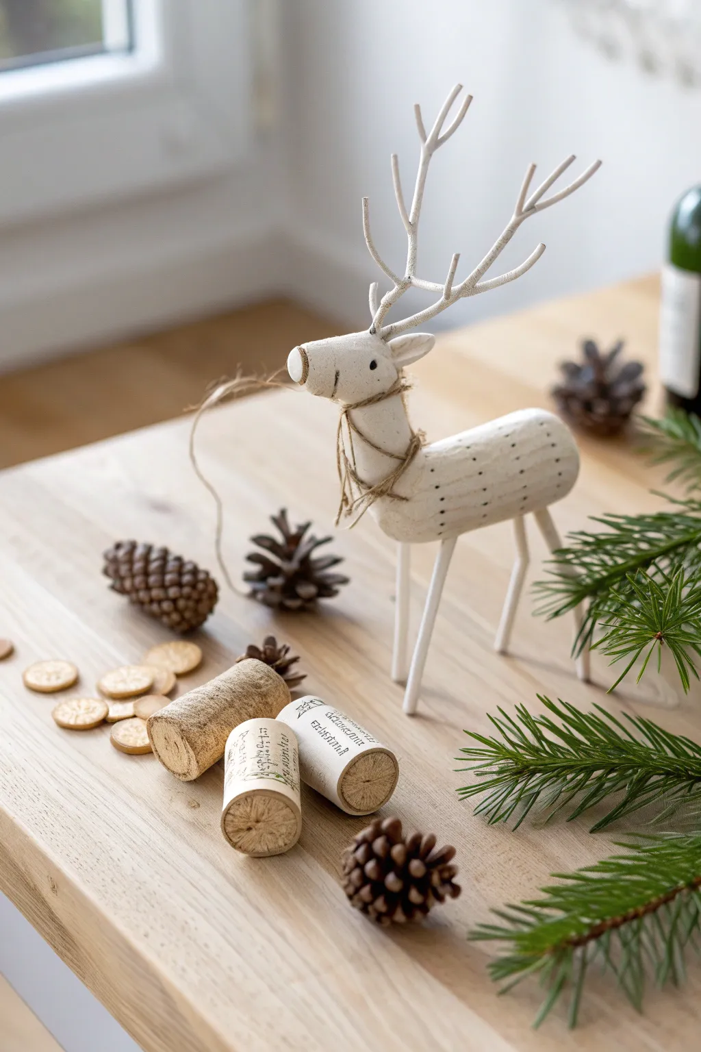Upcycle with style: Transform wine corks into a charming reindeer centerpiece!