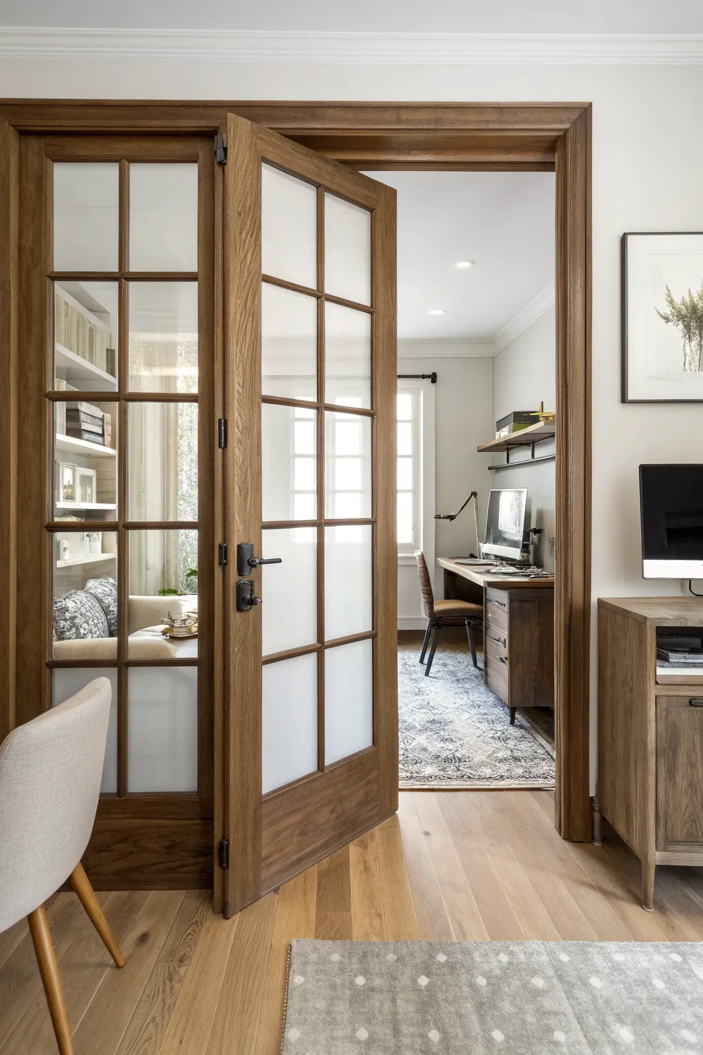 Elevate your space with a stunning French door room divider that blends style and function effortlessly.