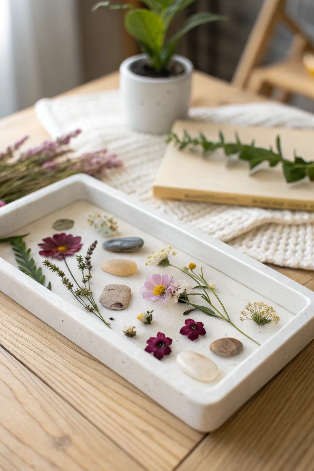 Delight in the simplicity and charm of nature with this artisan resin trinket tray, perfect for your jewelry or keys.