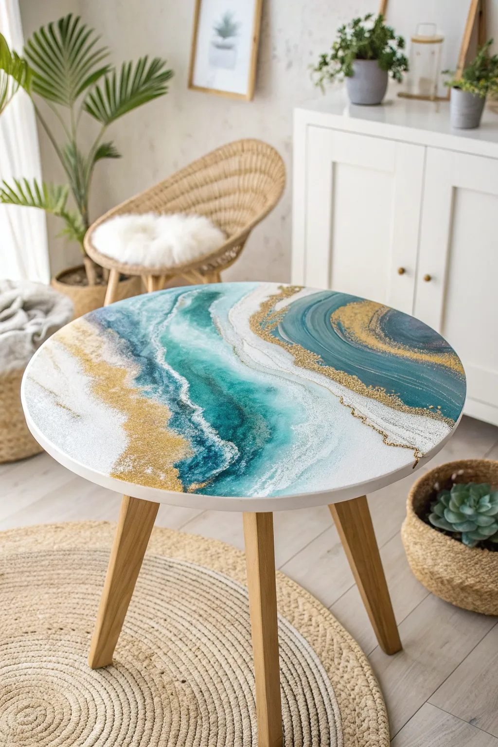 Unleash your imagination with stunning resin swirl designs that make any table a true masterpiece.