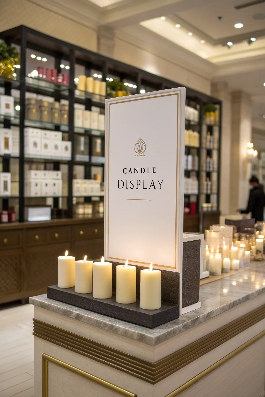 Candle display with clear and inviting signage.