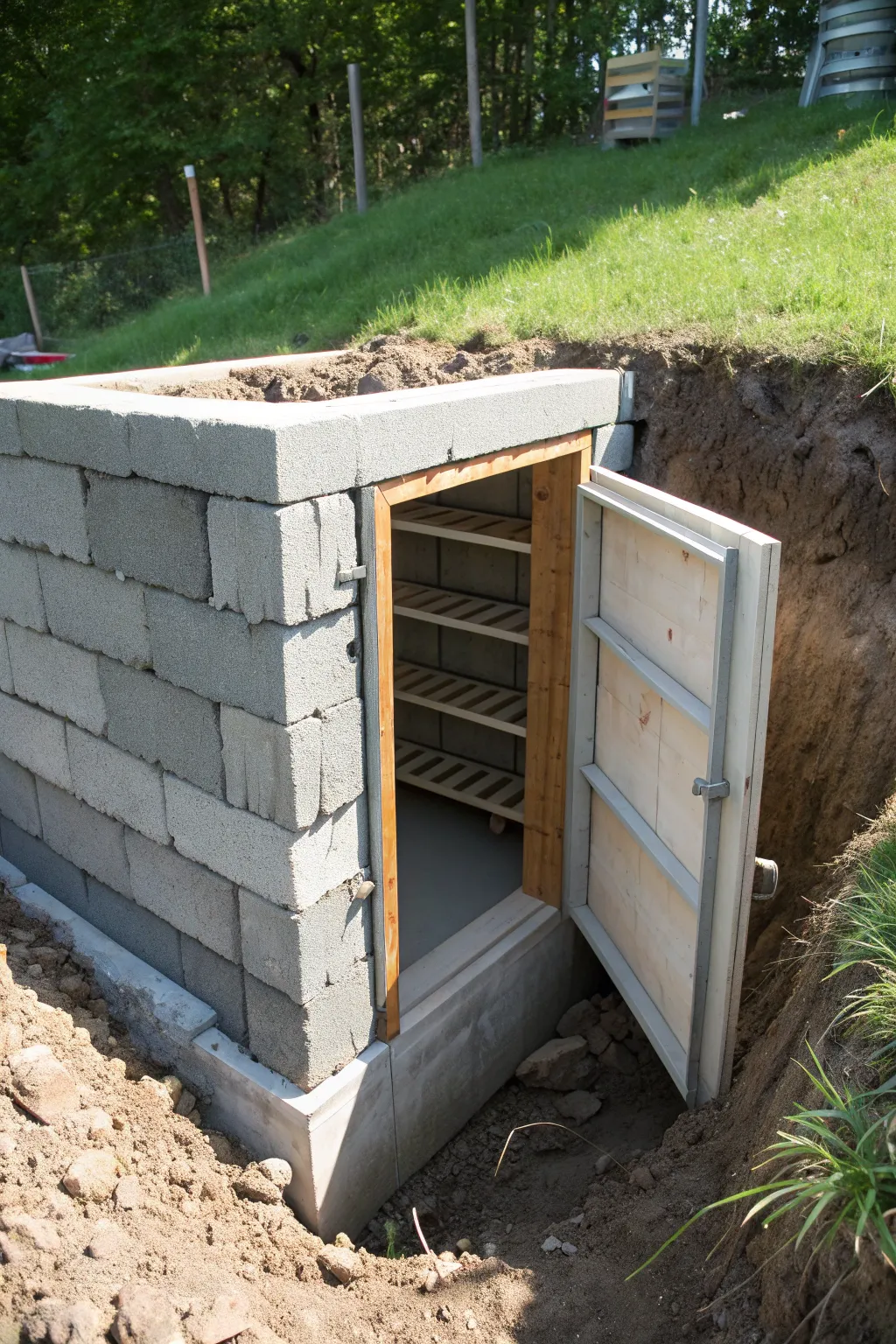 Discover the resilience and charm of a cinder block root cellar—where durability meets elegance in storage solutions.