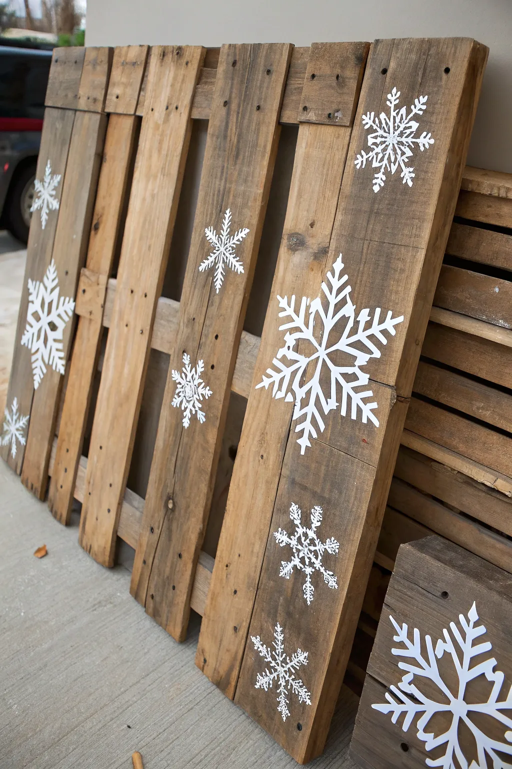 Embrace the season with rustic pallet art that brings winter's beauty indoors.