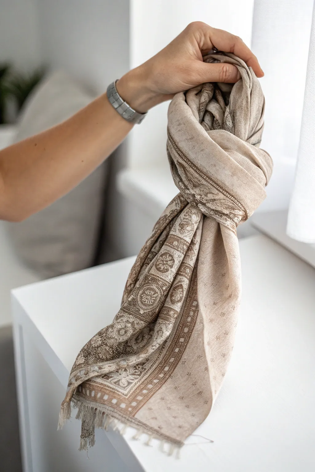 Elevate your style with a chic wrist wrap scarf, where simplicity meets elegance.