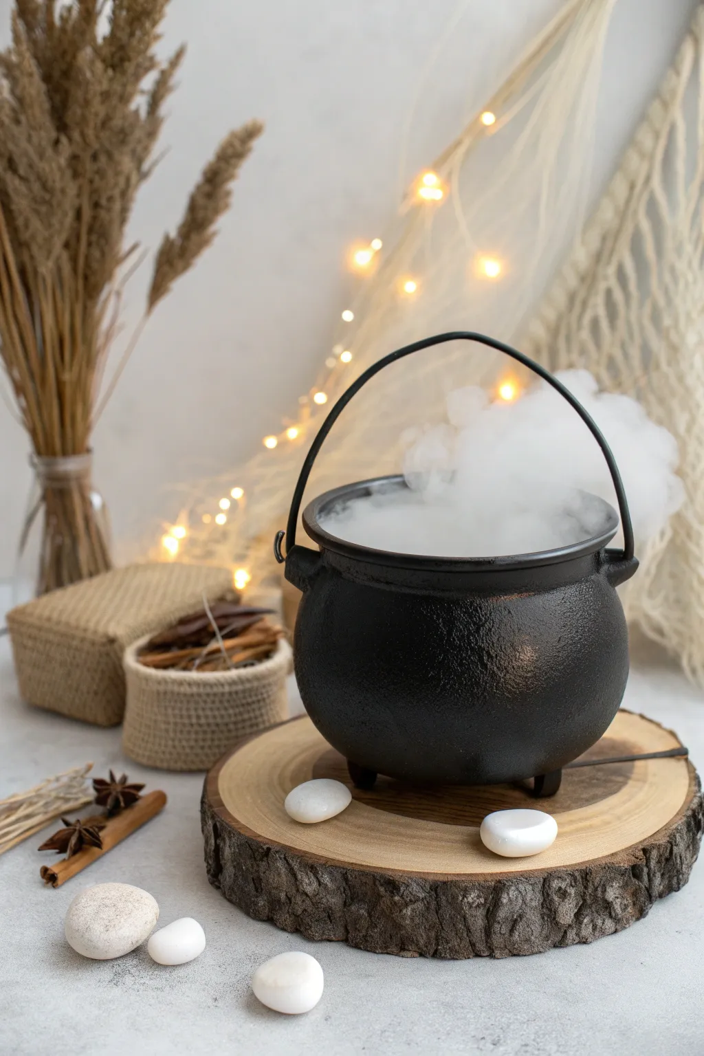 Enchant your Halloween with a minimalist witch's bubbling cauldron—where elegance meets mystery!
