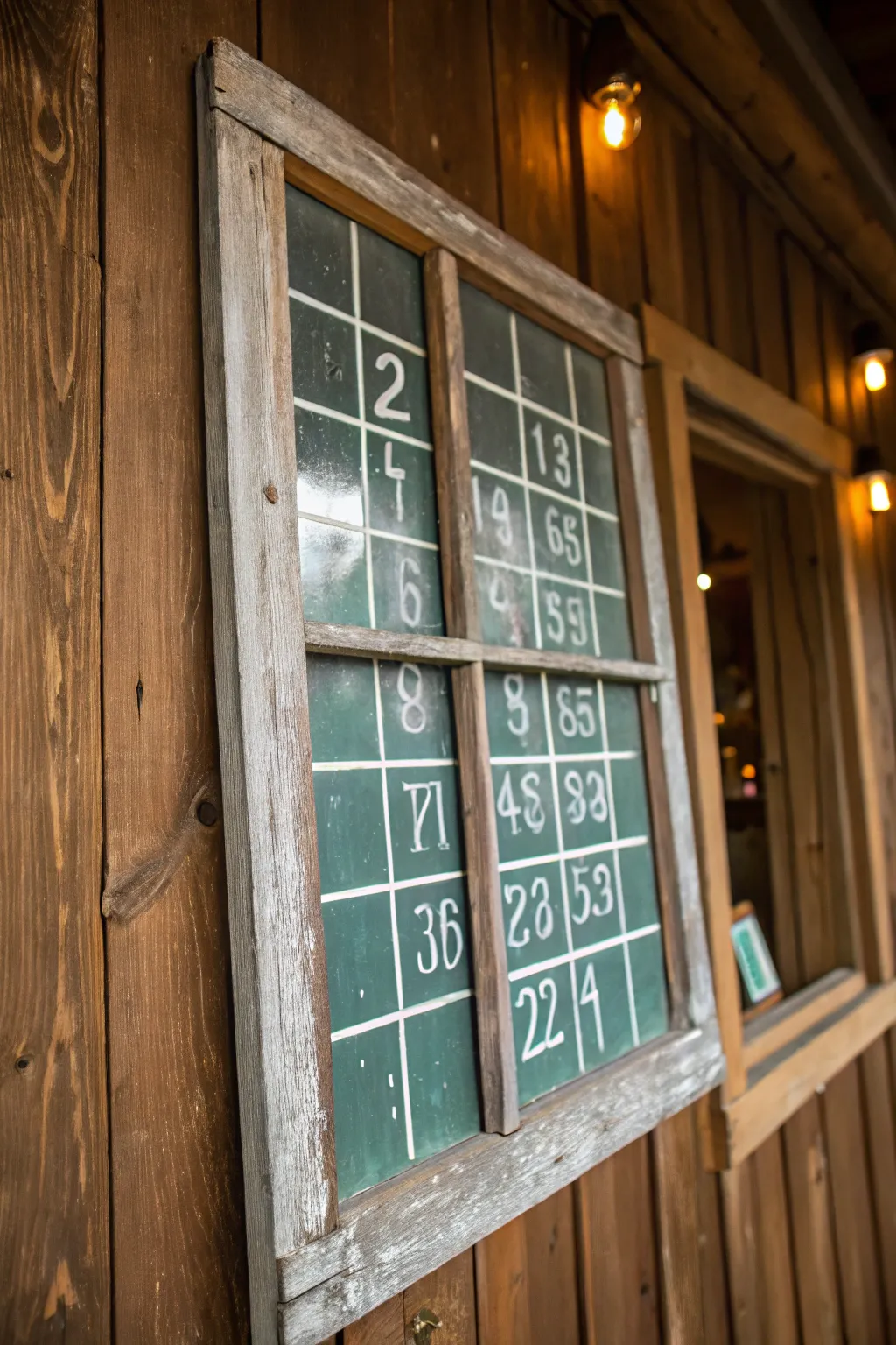 Vintage charm meets game night with this repurposed window pane scoreboard.