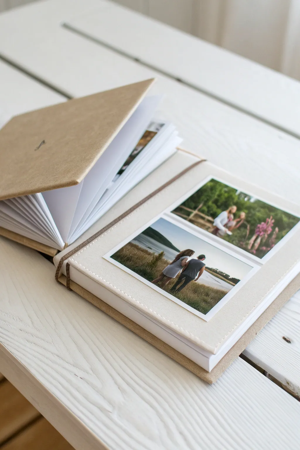 Capture memories with an elegant, interactive flip book that adds a playful touch to your scrapbook journey.