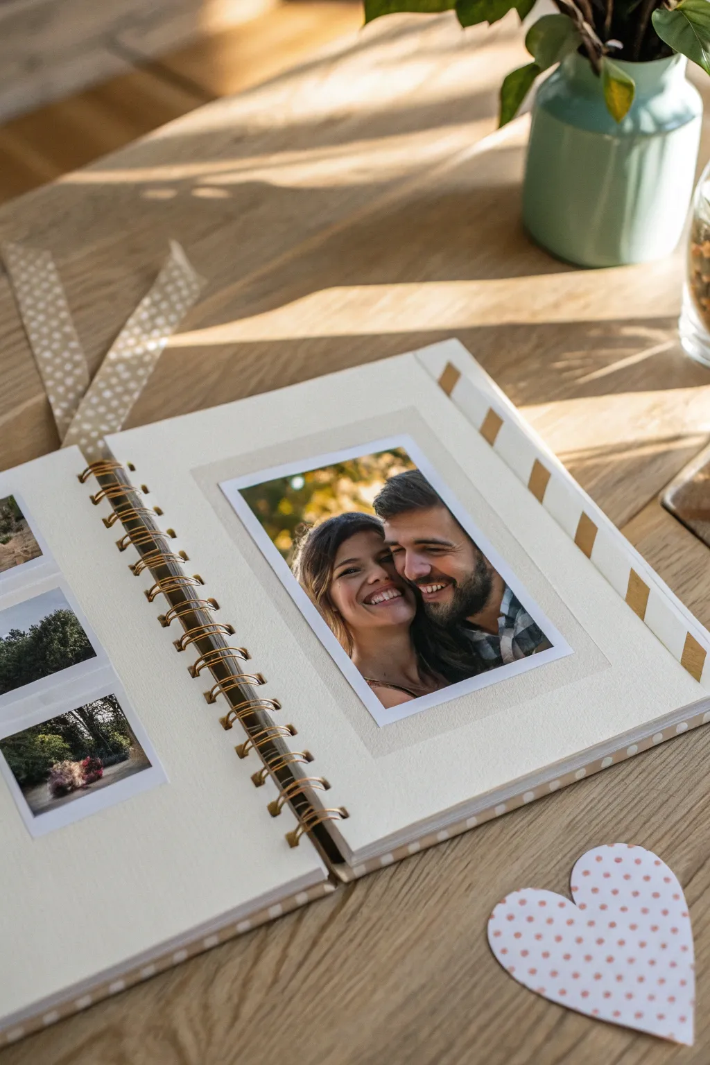 Capture the joy: Create a heart-shaped collage of smiles for a timeless scrapbook tribute.