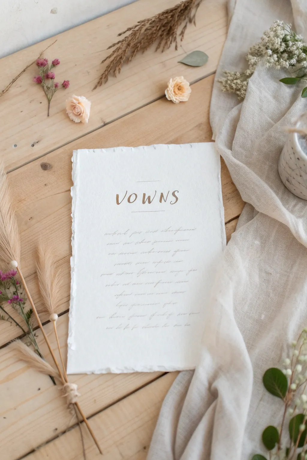 Capture the essence of love with a minimalist scrapbook page featuring heartfelt vows in elegant calligraphy.