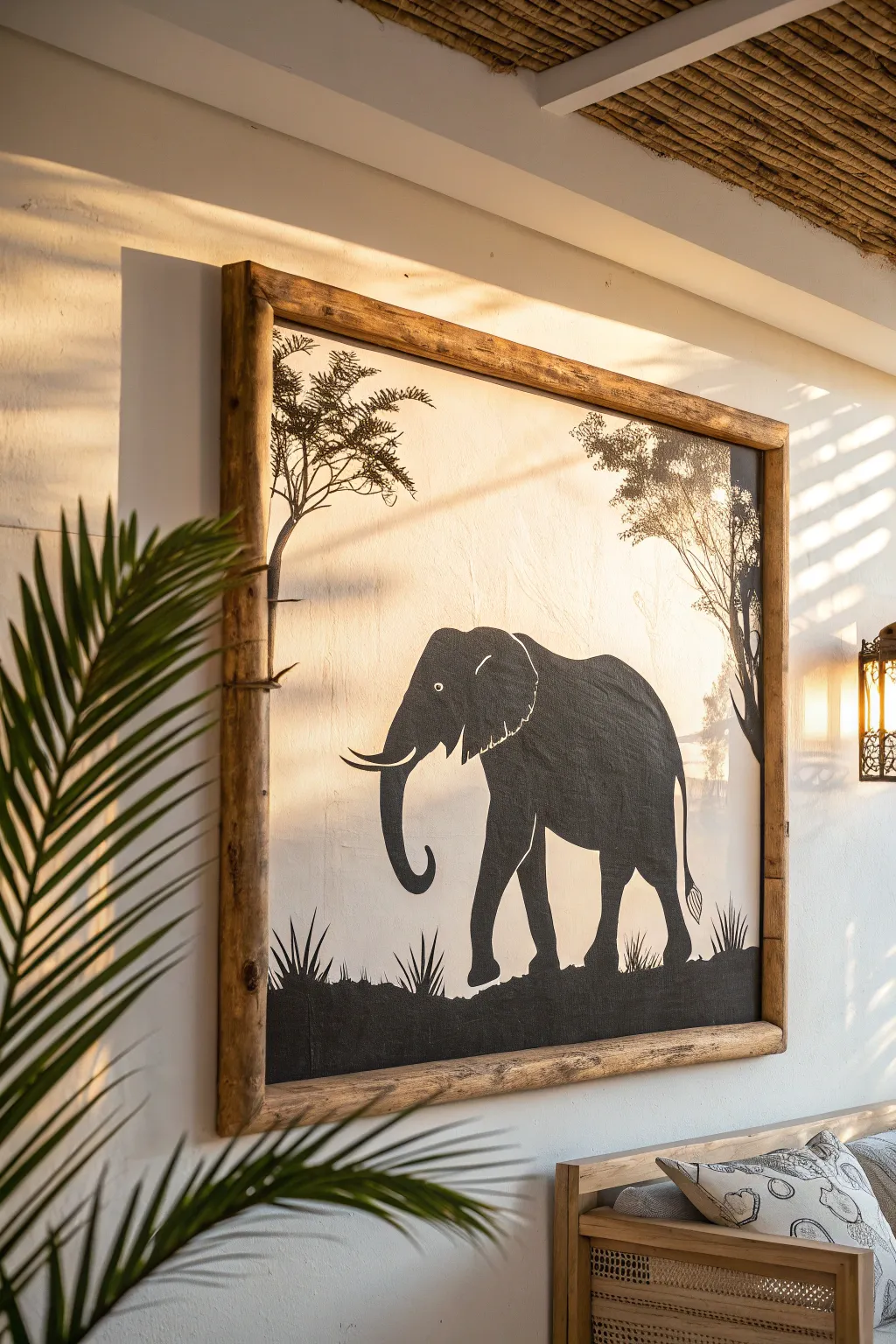 Bring a touch of the wild indoors with elegant elephant silhouettes in shadow art.