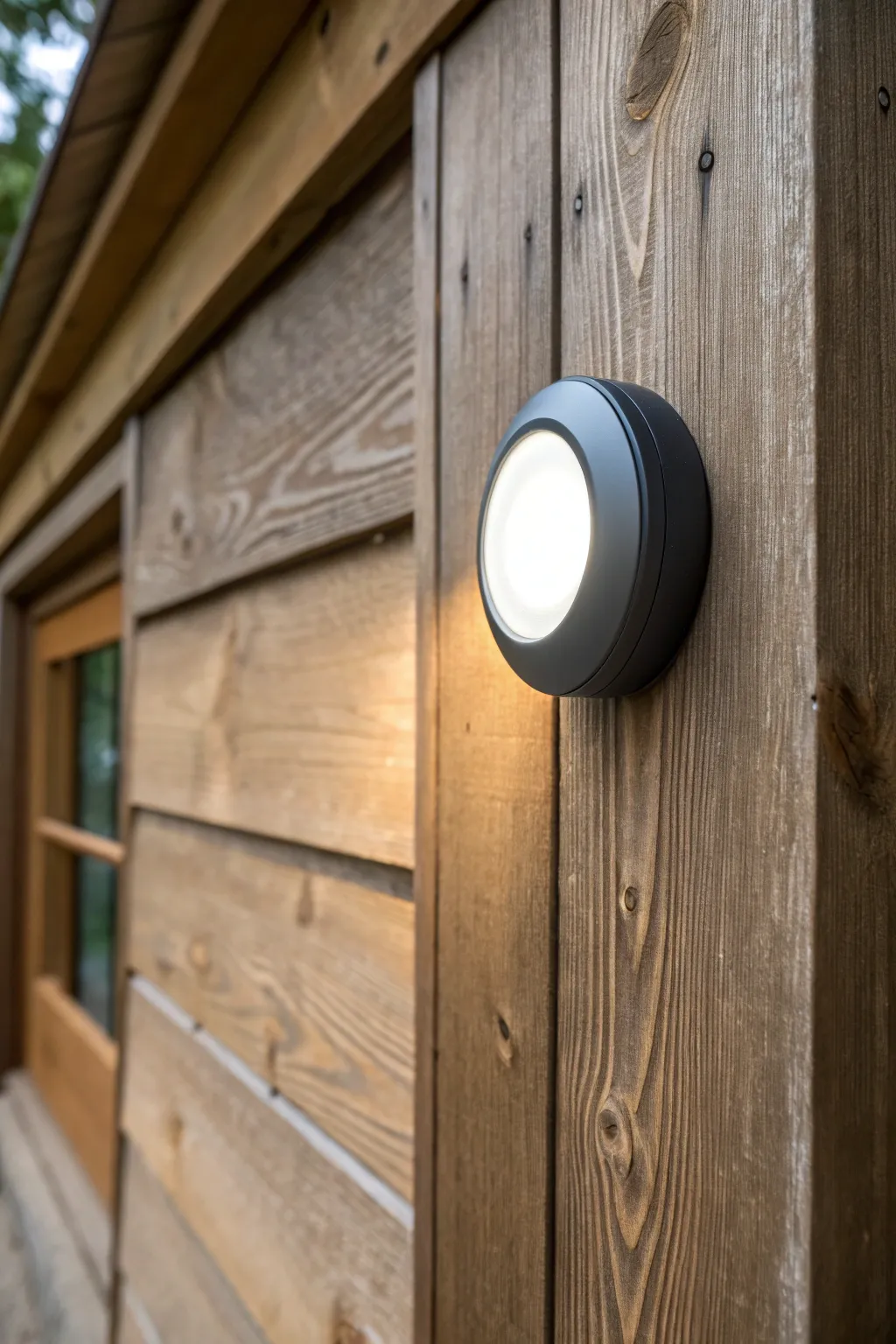 Illuminate your shed effortlessly with stylish battery-operated puck lights.