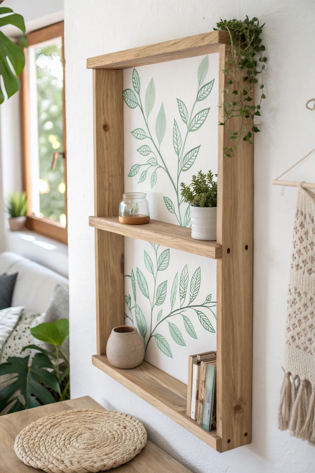 Bring the outdoors in with nature-inspired painted shelves that breathe life and tranquility into your space.