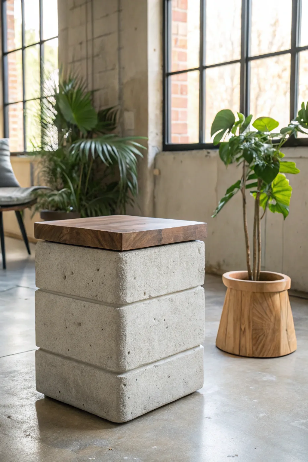 Embrace simplicity with this DIY concrete block table - a perfect blend of industrial style and natural elegance.